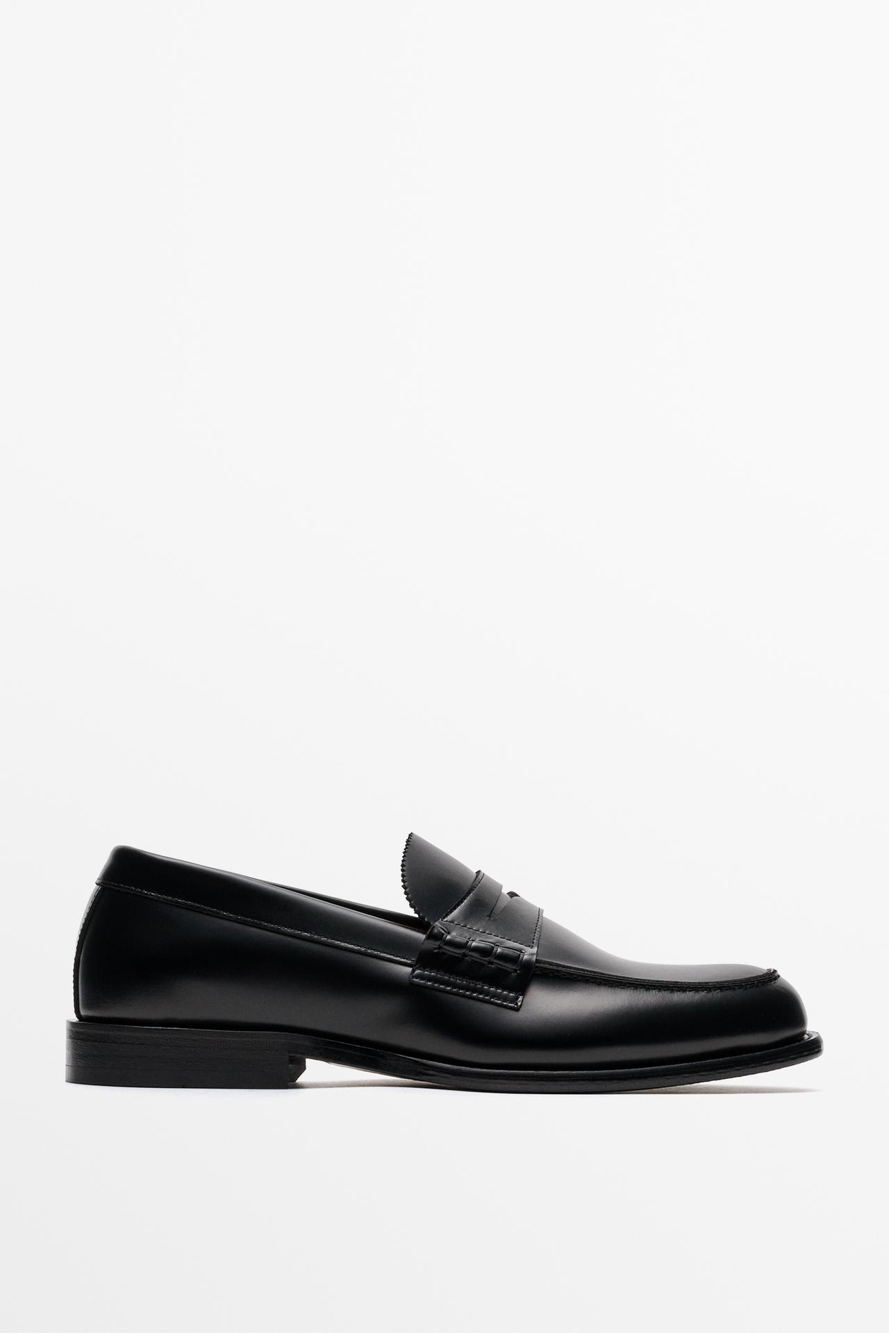 Leather penny loafer — BLACK