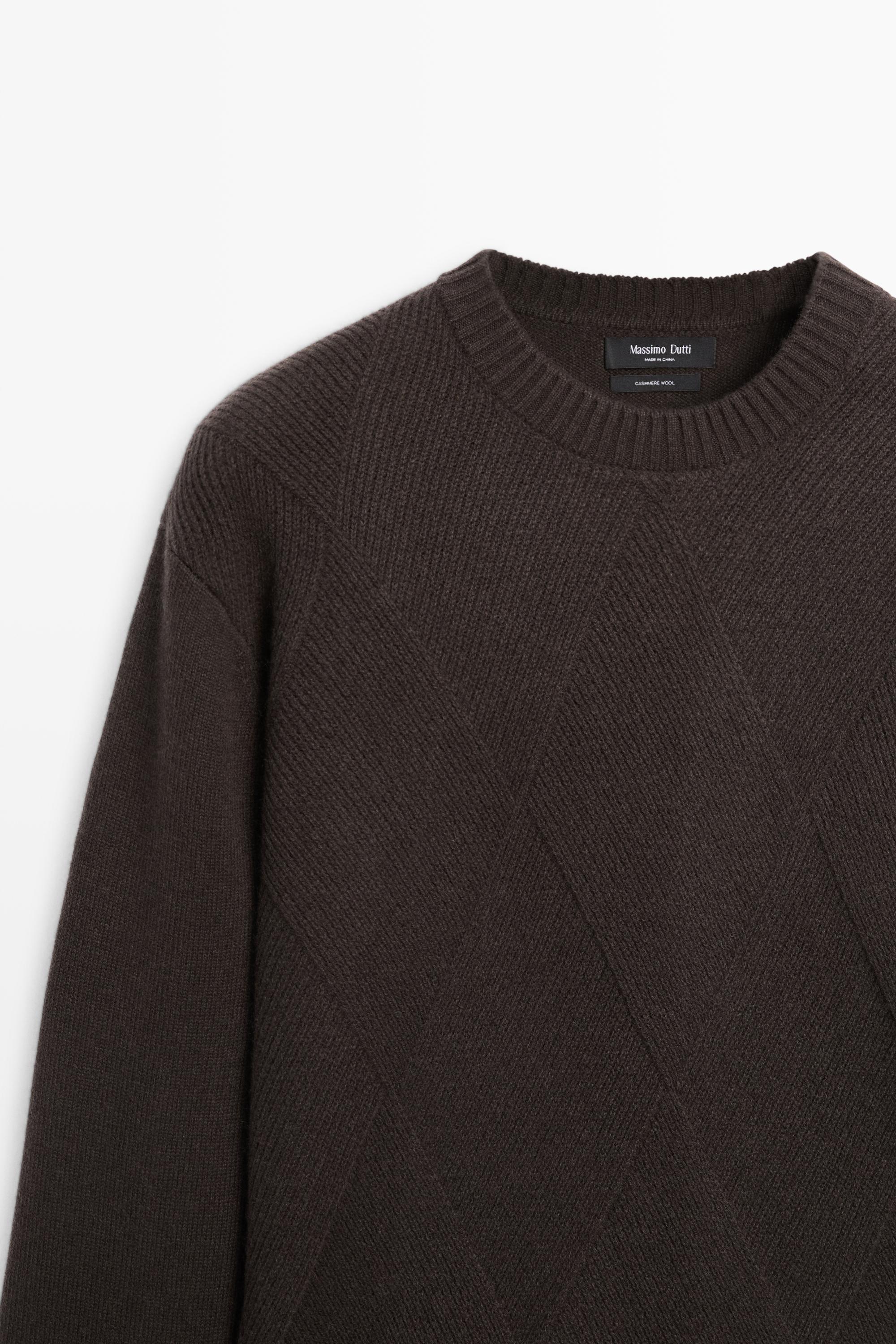 Cashmere and wool blend crew neck sweater — KHAKI GREEN