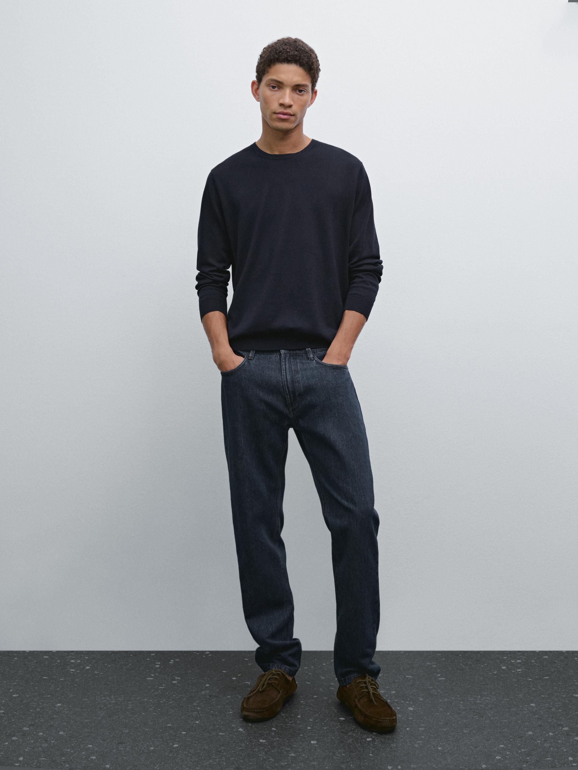 Long sleeve cotton knit sweater