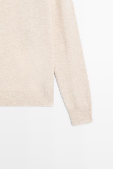 Wool blend V-neck knit sweater — BEIGE MARL 7