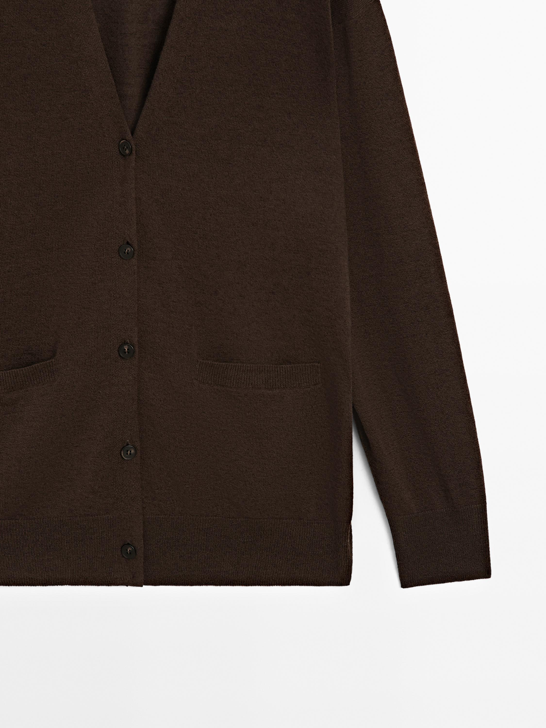 Langer Strickcardigan aus Leinenmischgewebe