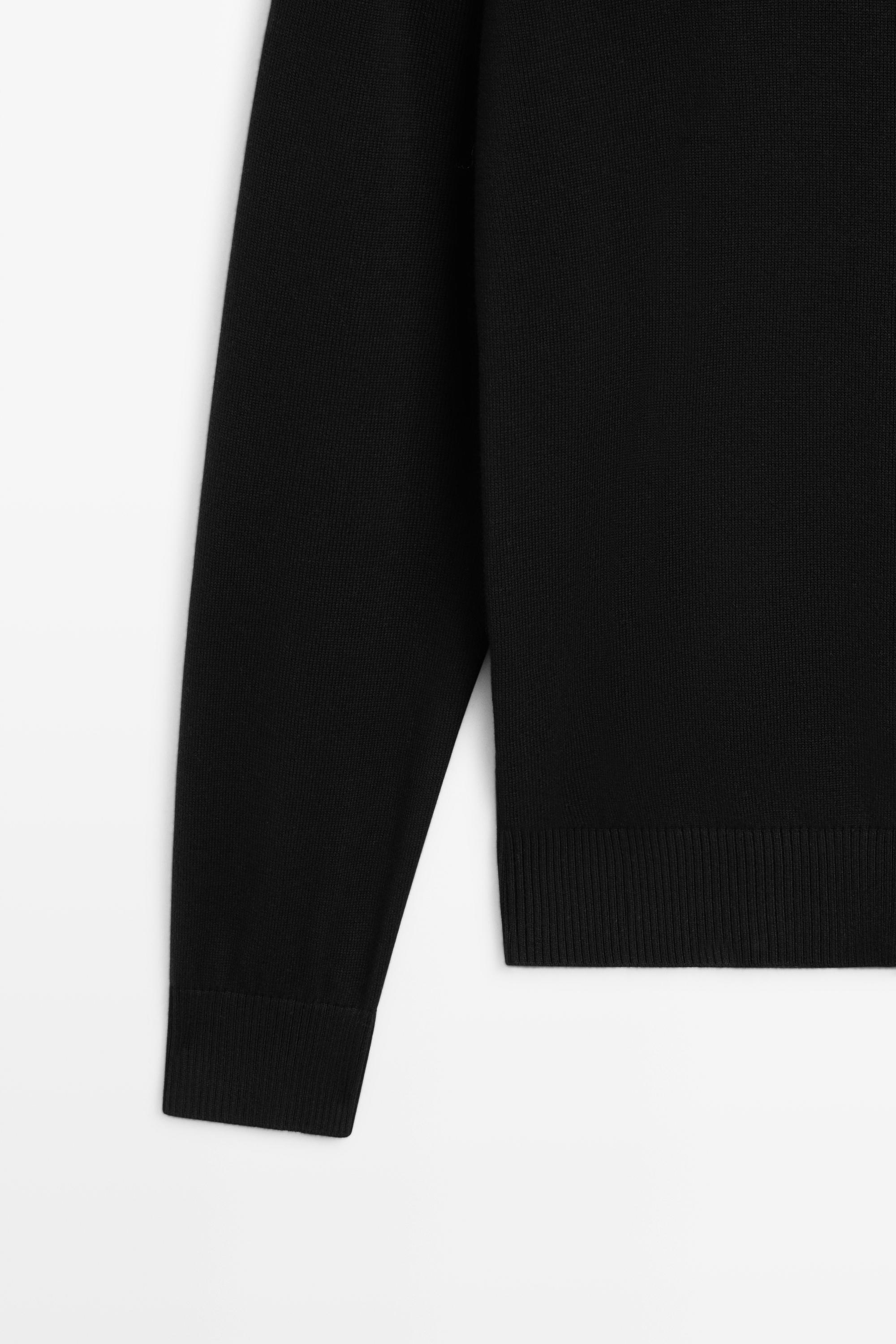 100% cotton knit cardigan — BLACK