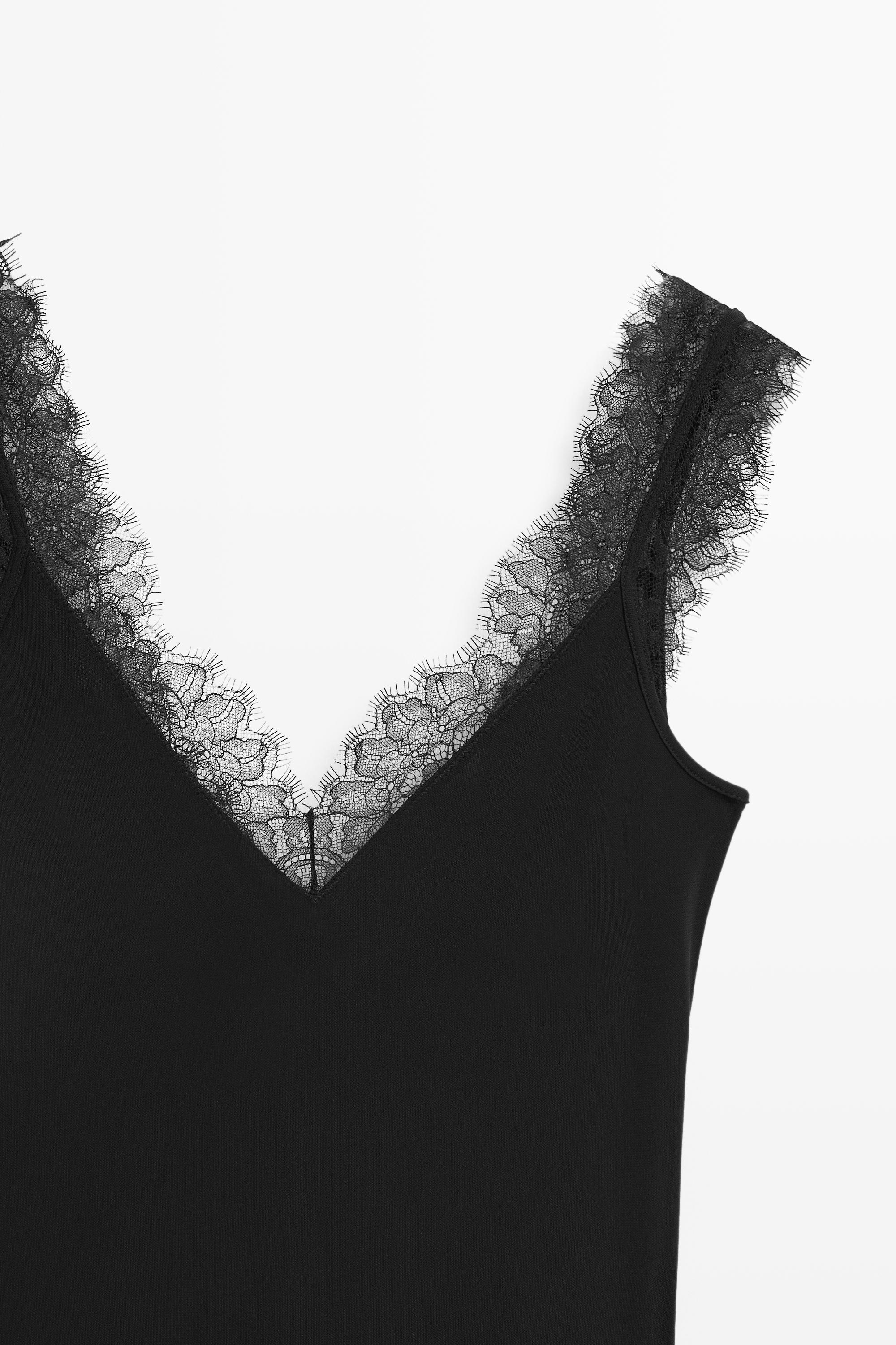 Flowing lingerie midi dress — BLACK