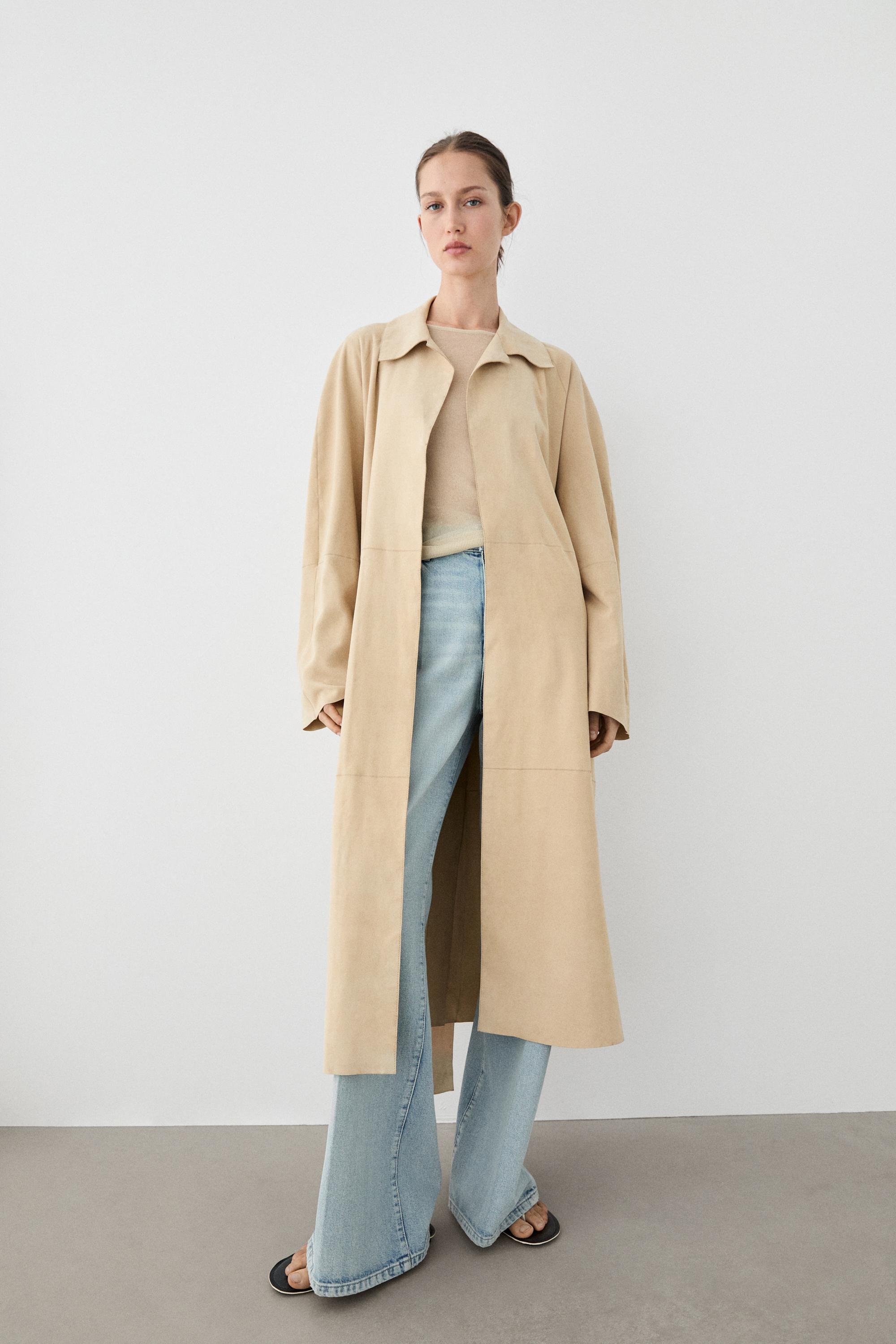 Long suede leather coat