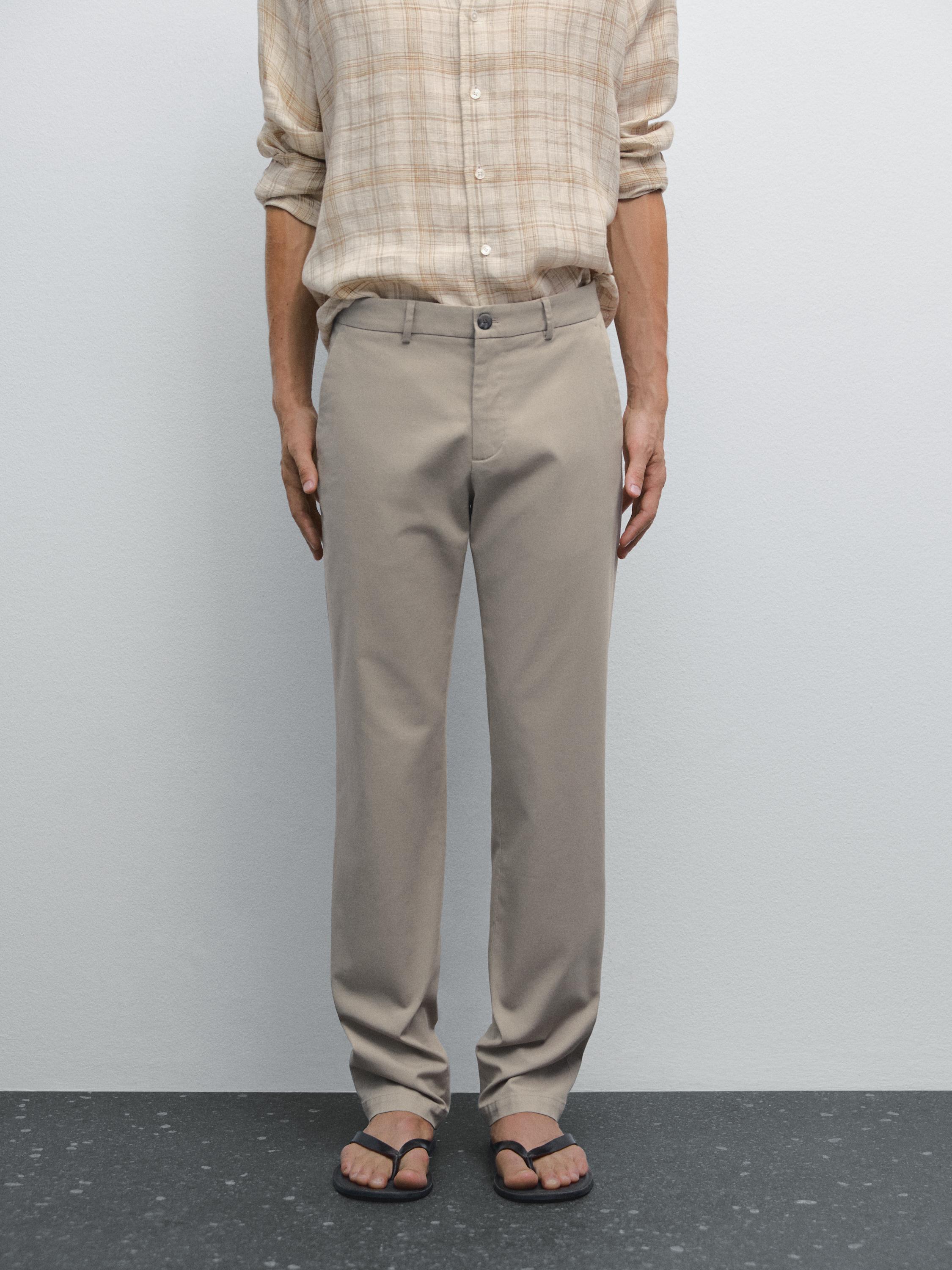 Slim fit textured trousers