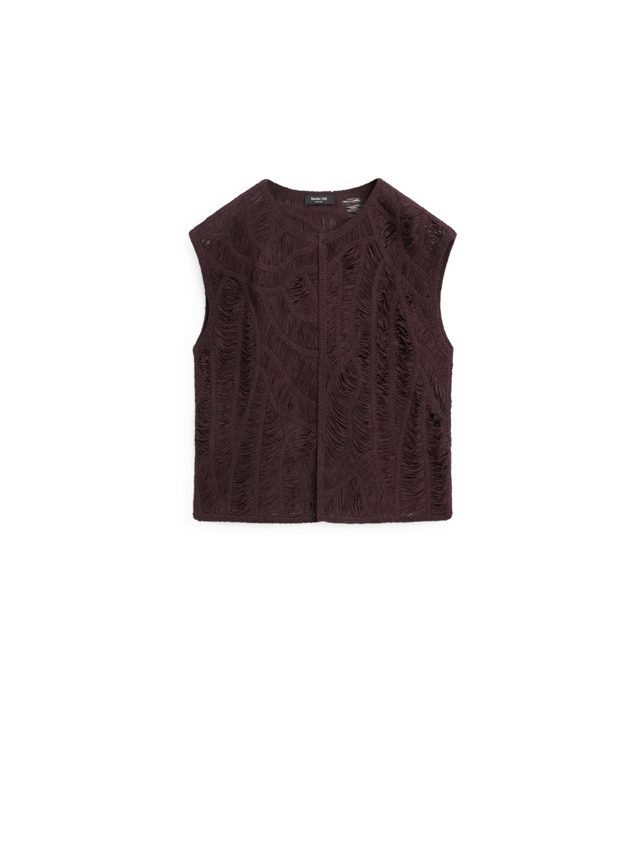 Crochet knit vest — AUBERGINE