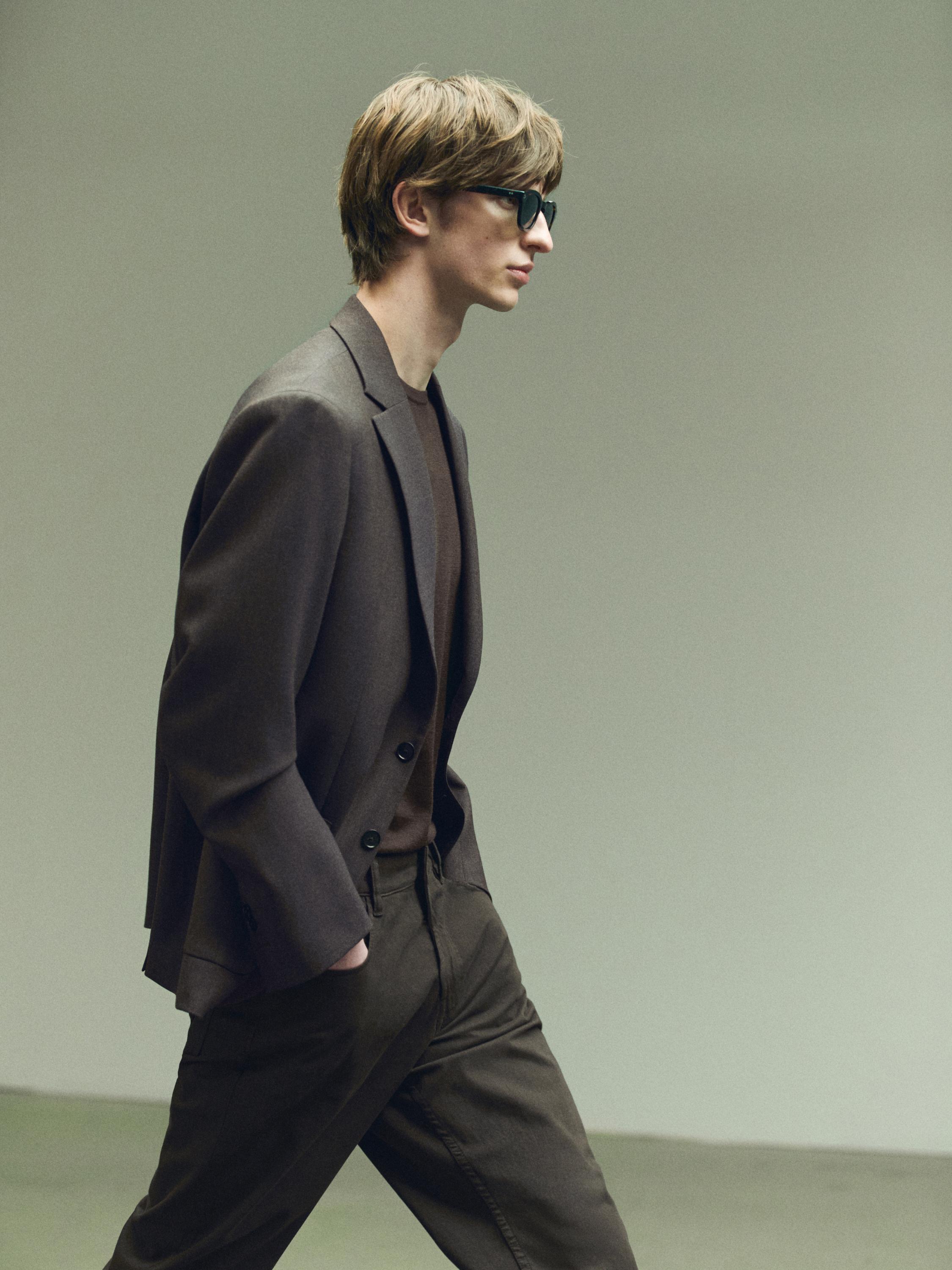 100% wool tailored blazer — BROWN