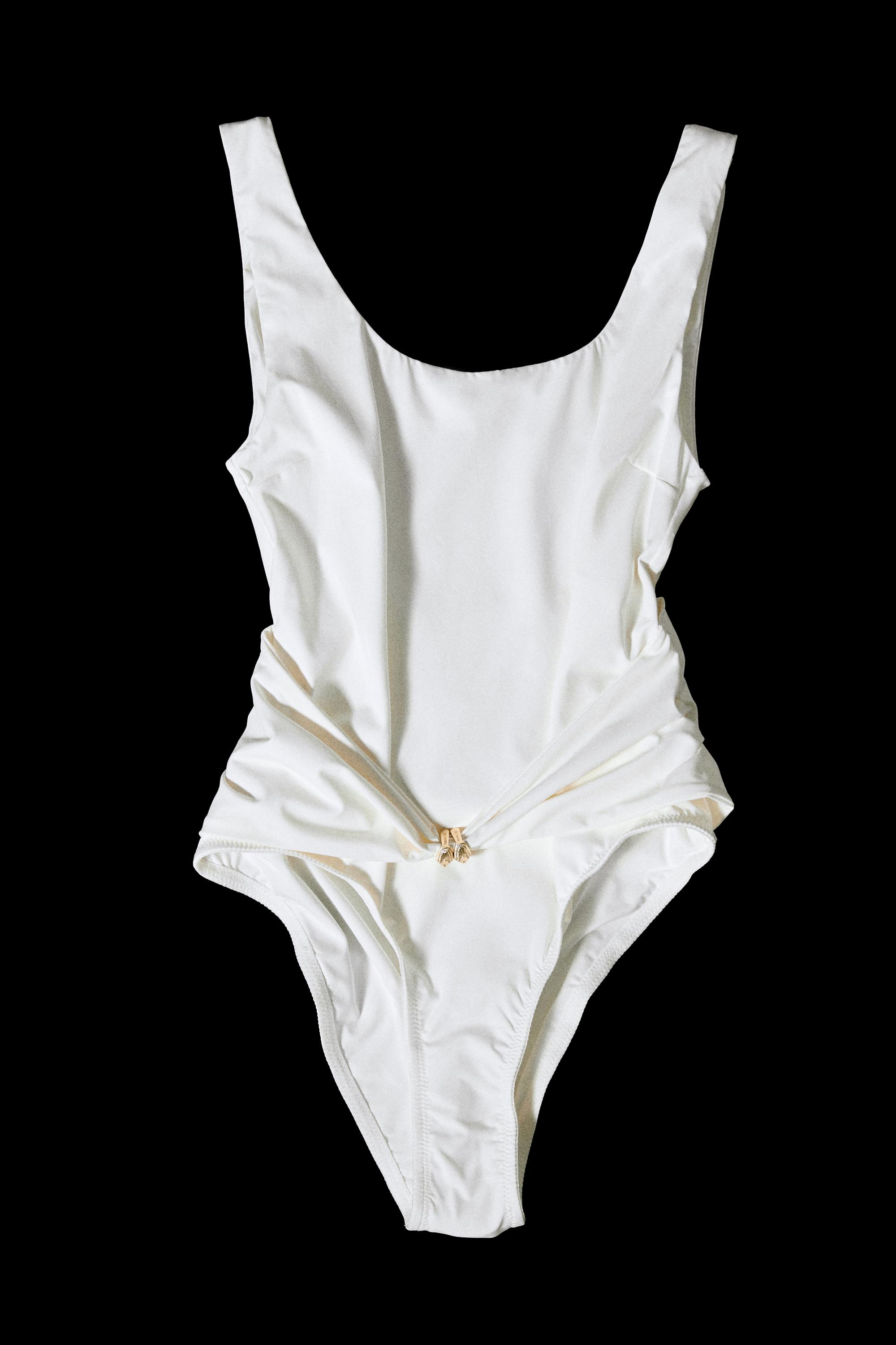 Swimsuit with rhinestone detail — Off white