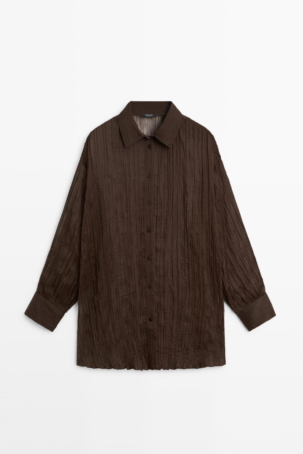 Total look pleated shirt — BROWN