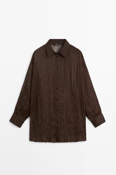 Total look pleated shirt — BROWN 2