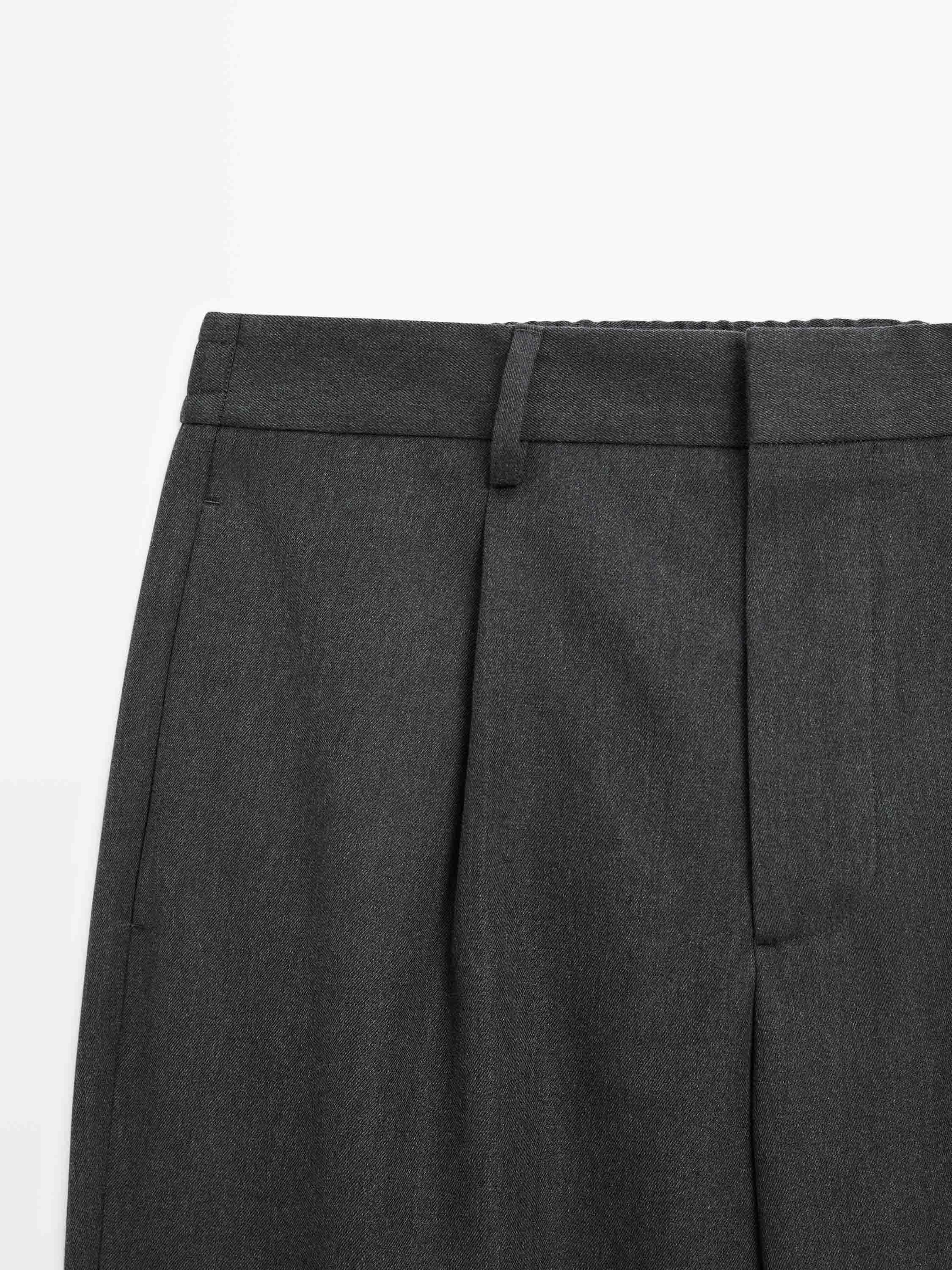 Wool blend darted trousers