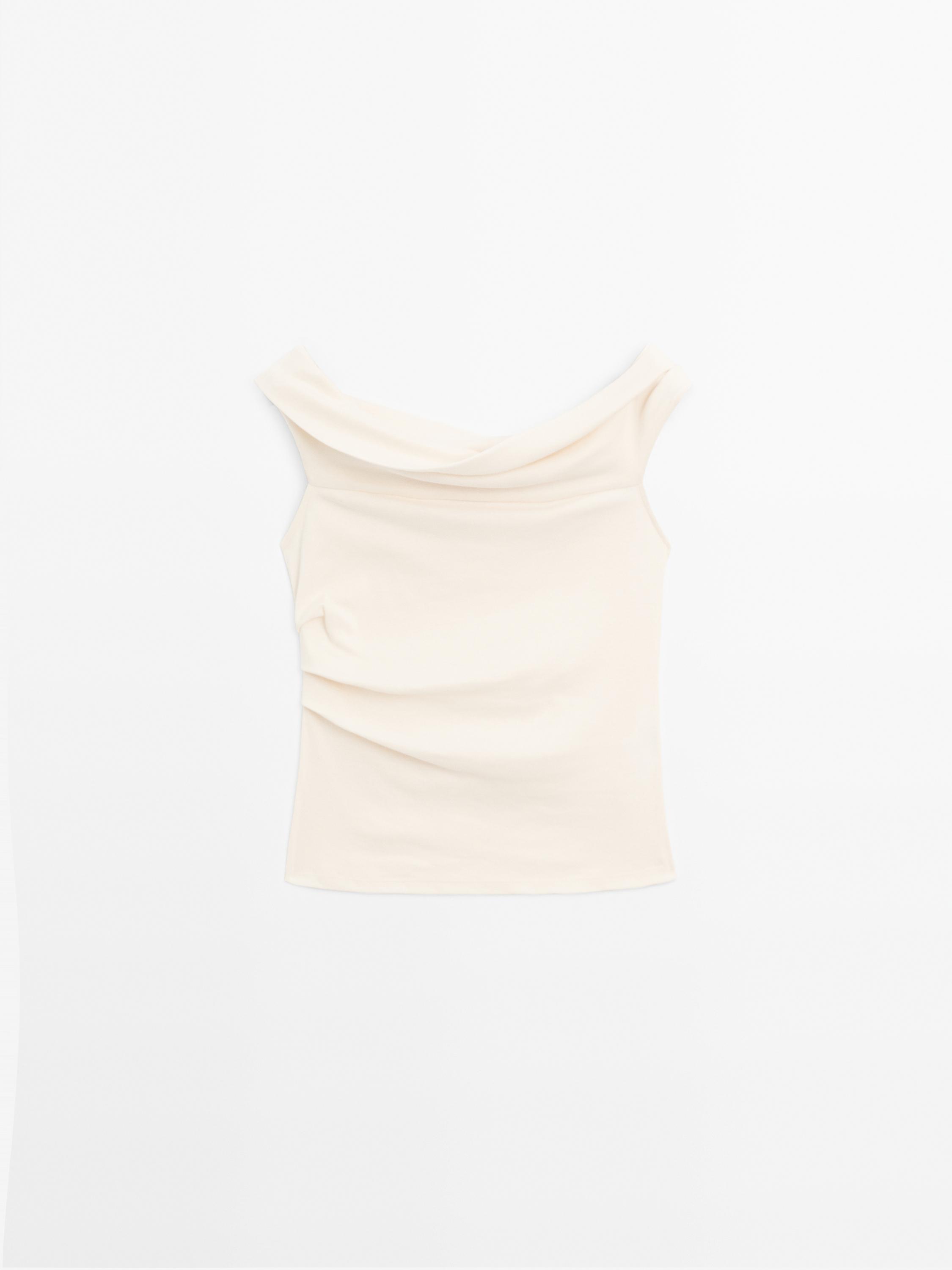Draped strapless top