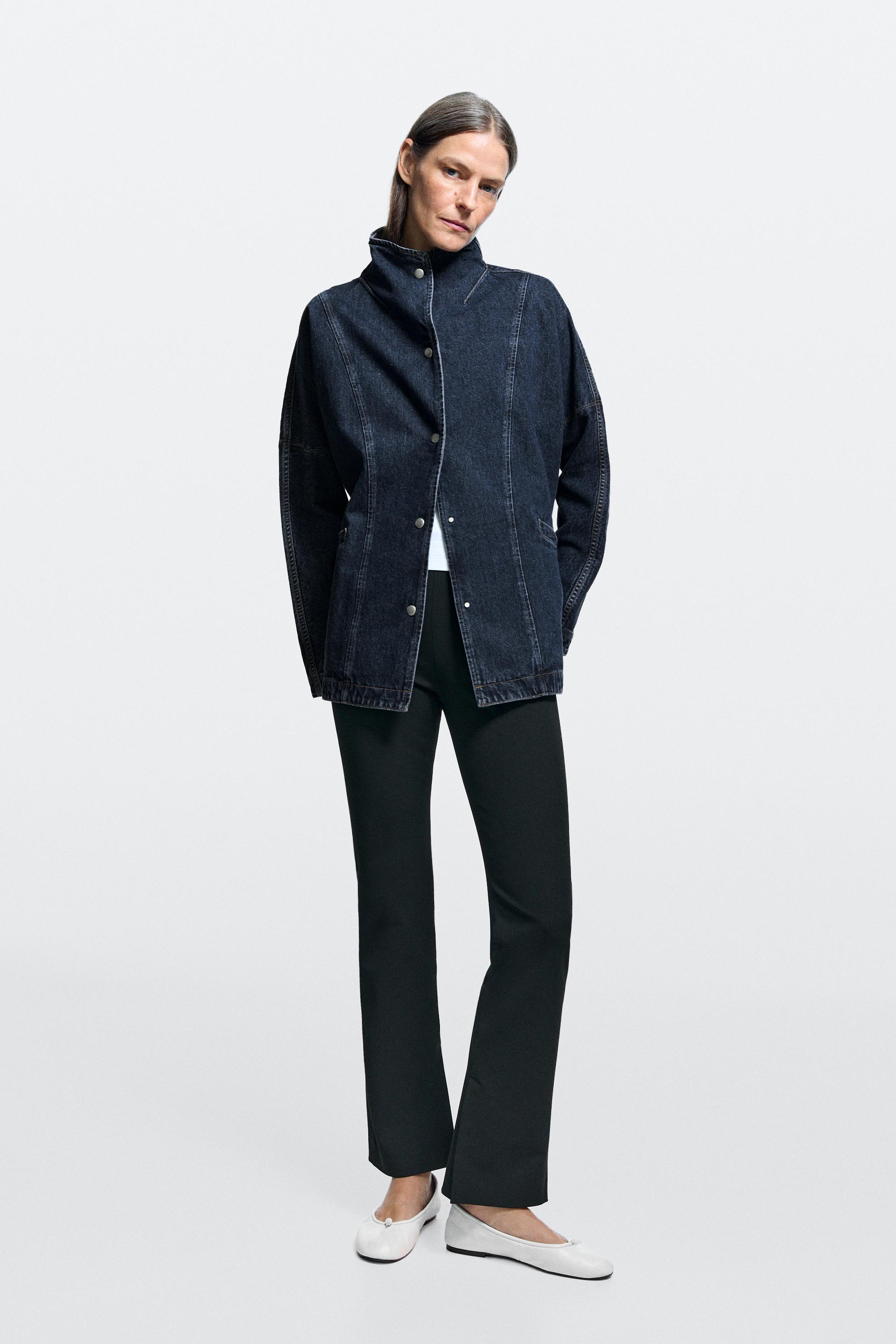 Massimo Dutti %100 pamuklu dik yaka denim ceket
