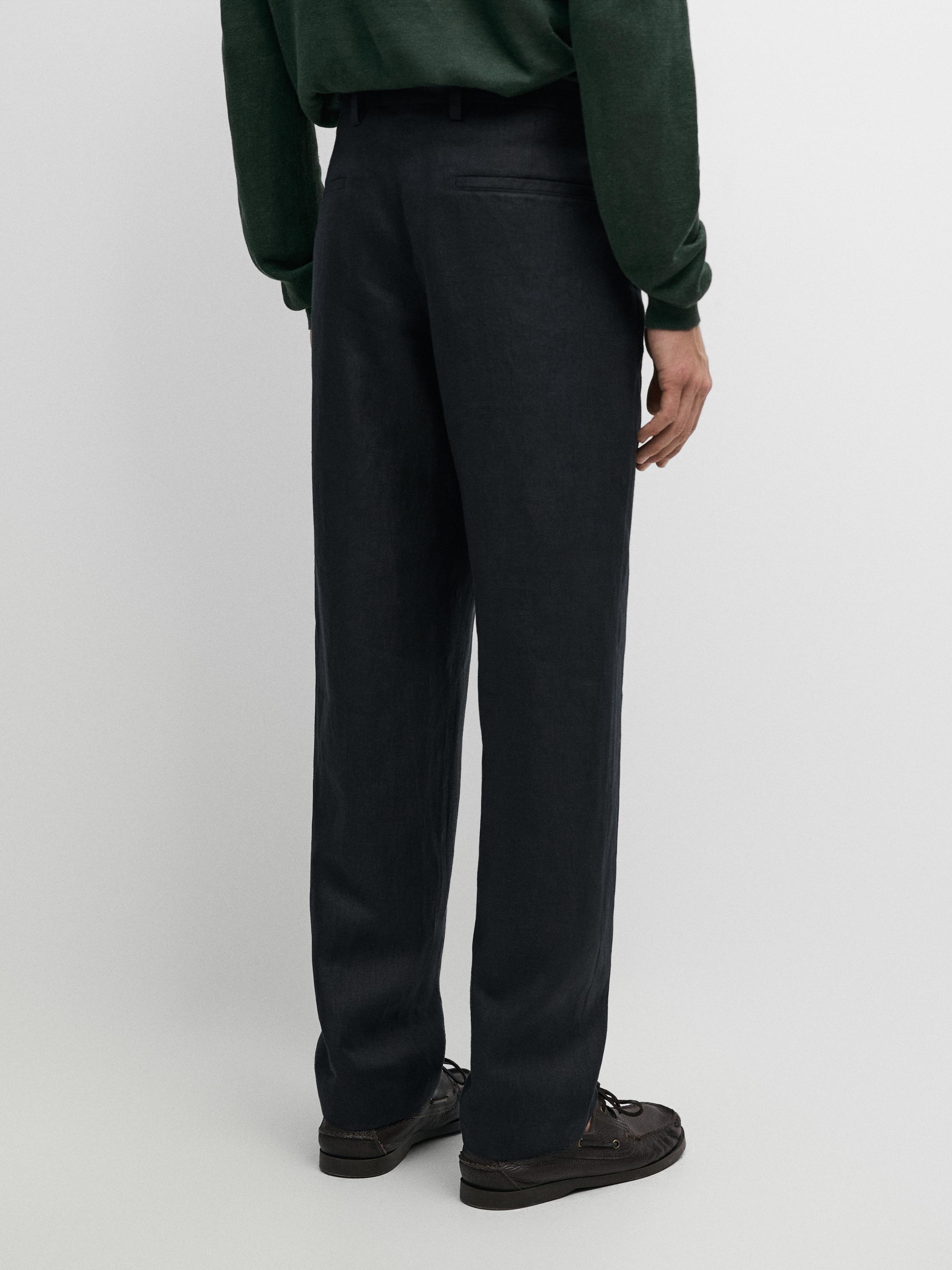 Linen suit trousers — NAVY BLUE