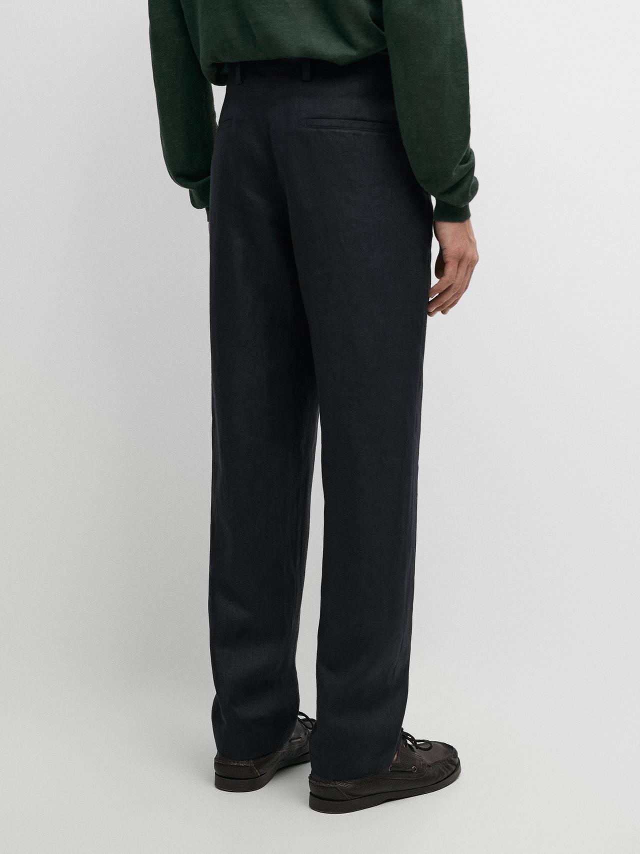 Linen suit trousers — NAVY BLUE