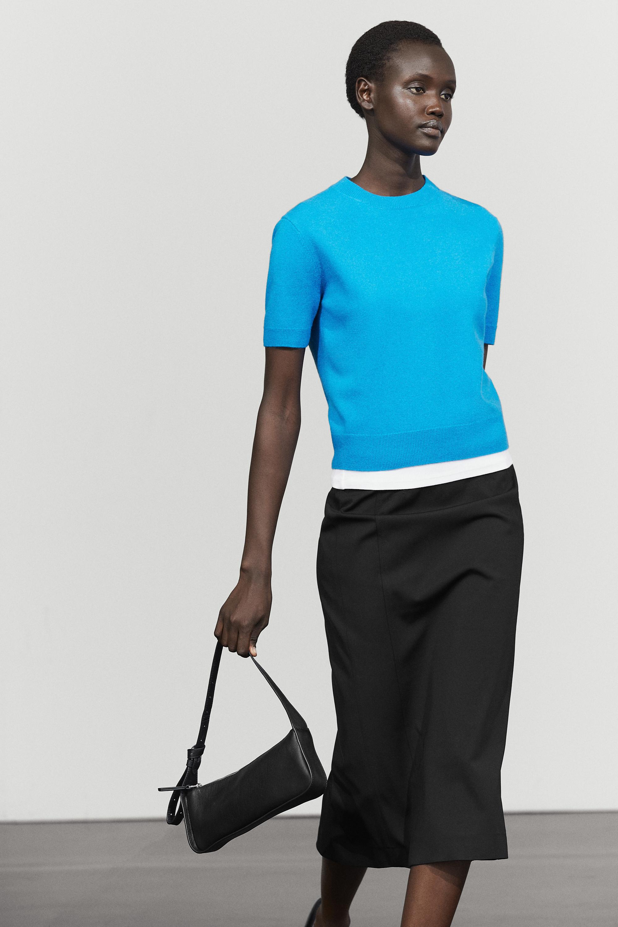 Straight midi skirt — BLACK