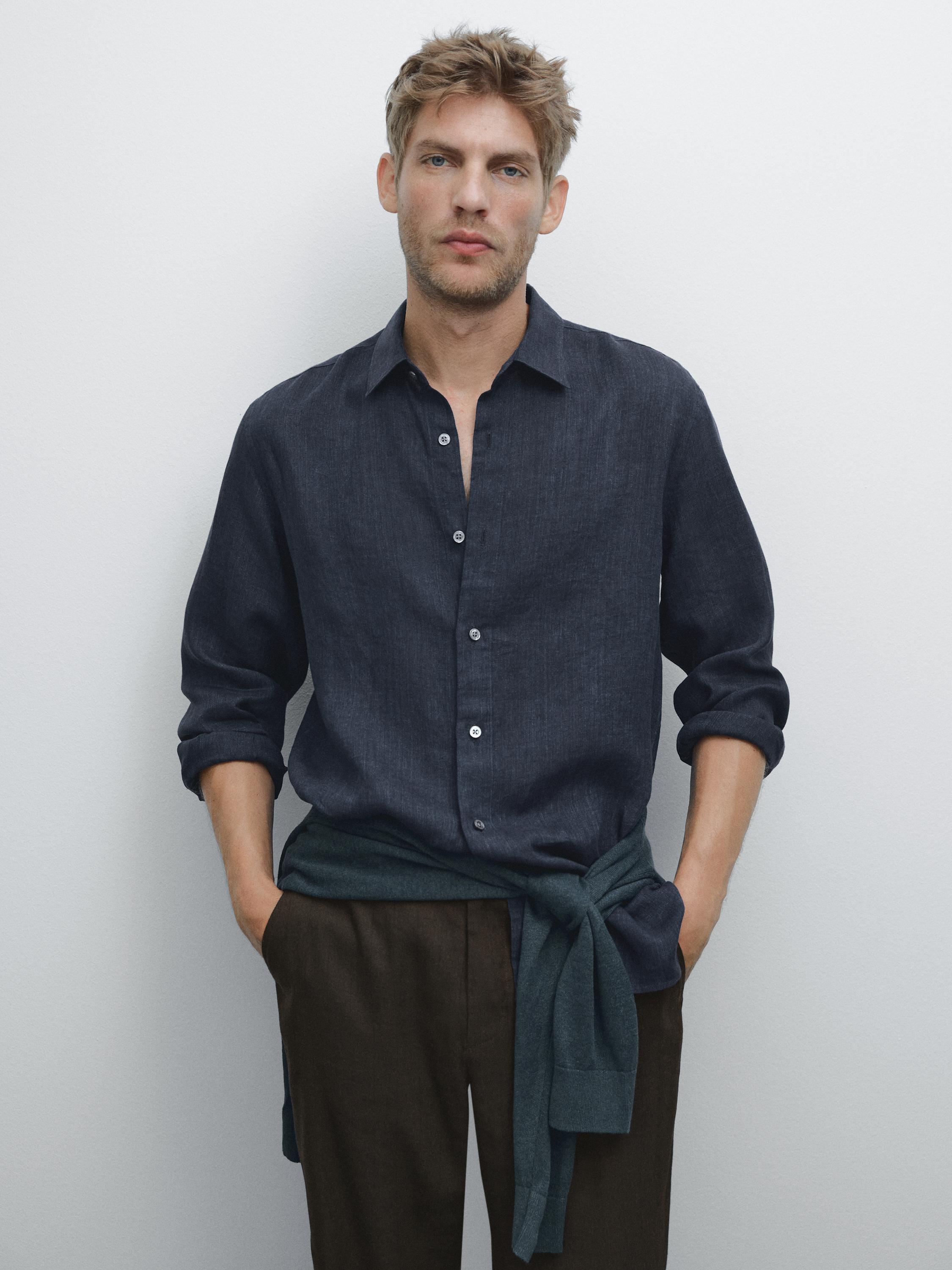 Camisa slim fit 100% linho