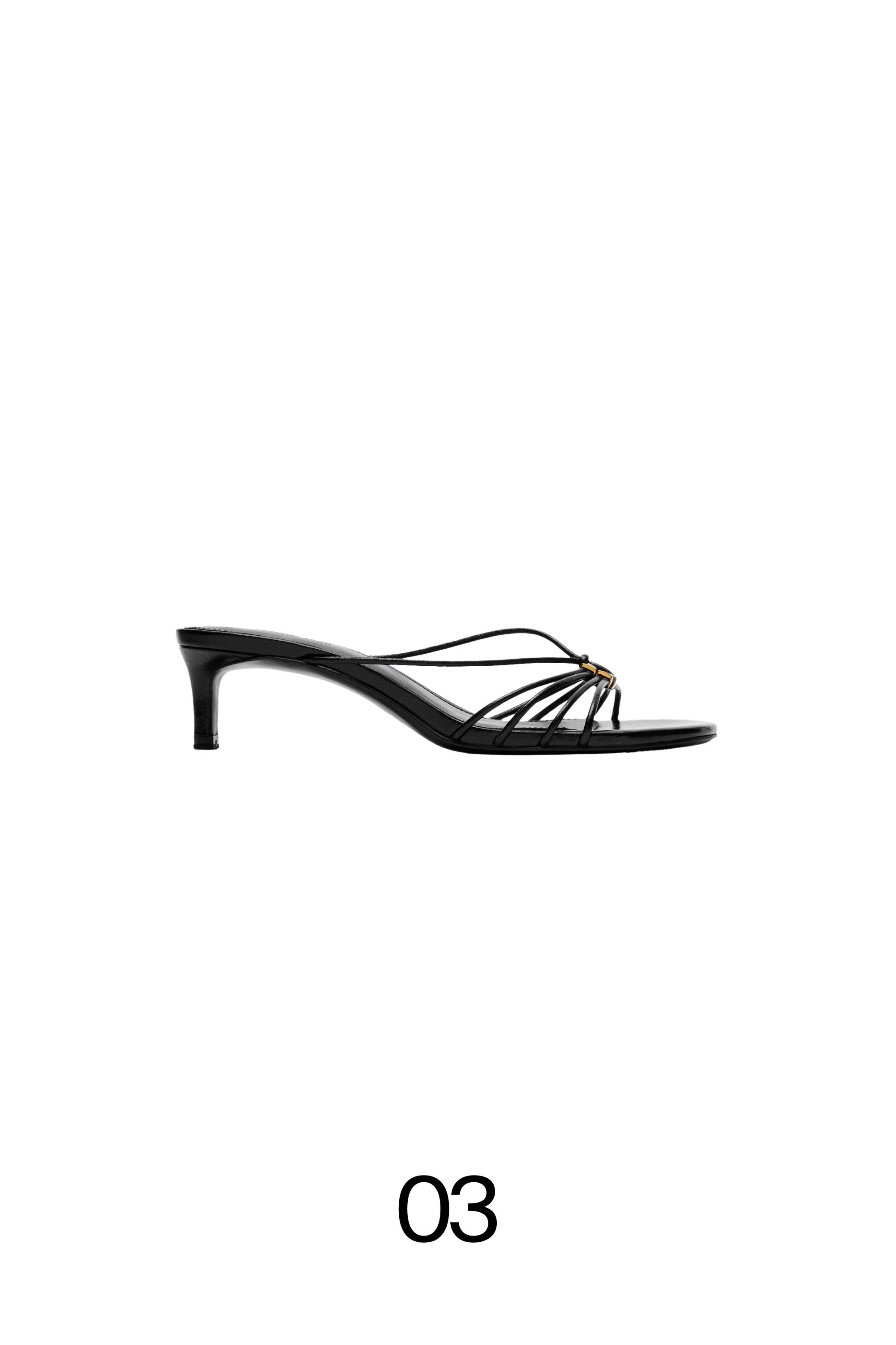 Strappy heeled sandals with embellished detail — BLACK