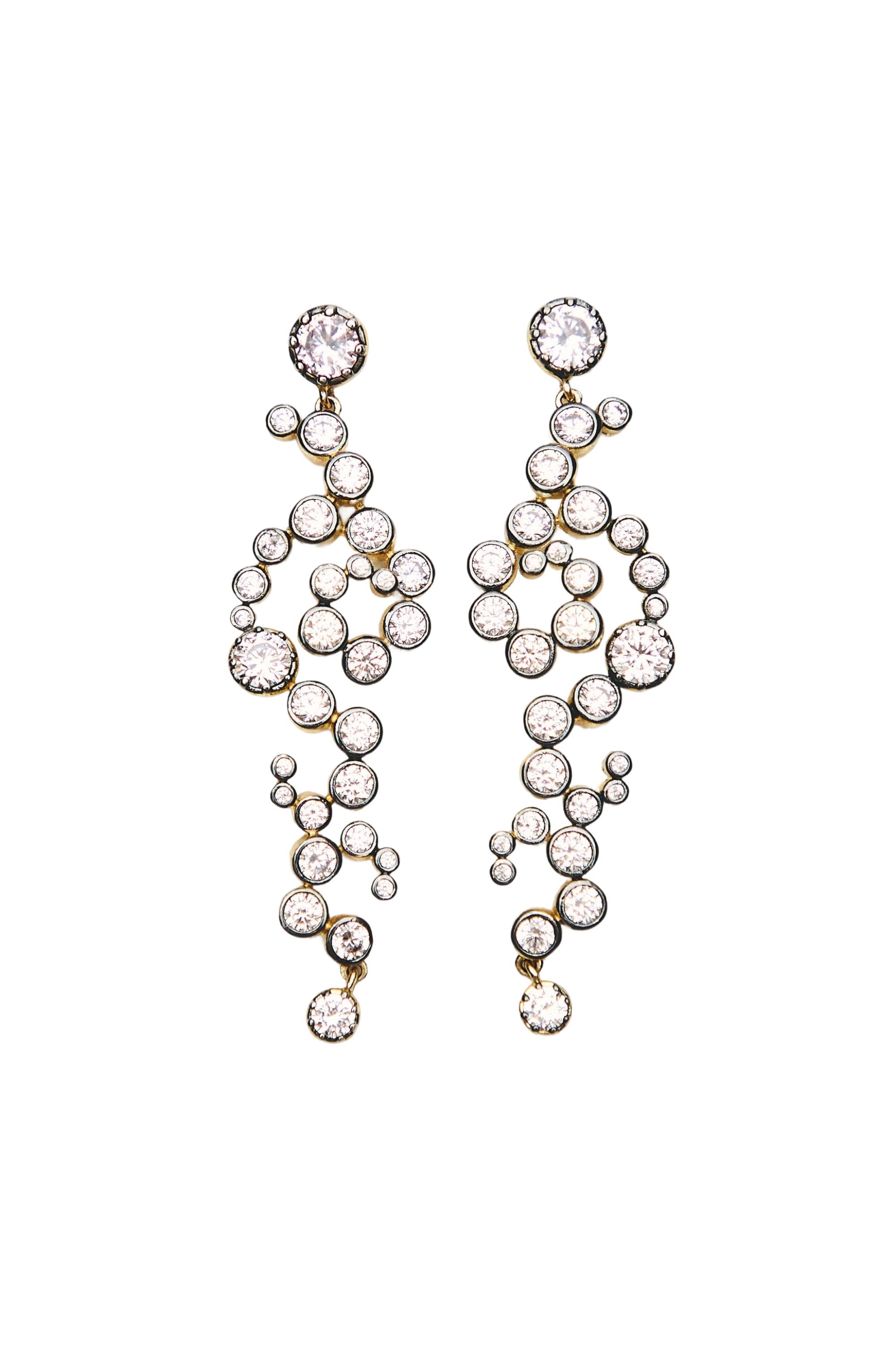 Spiral rhinestone dangle earrings — GOLDEN