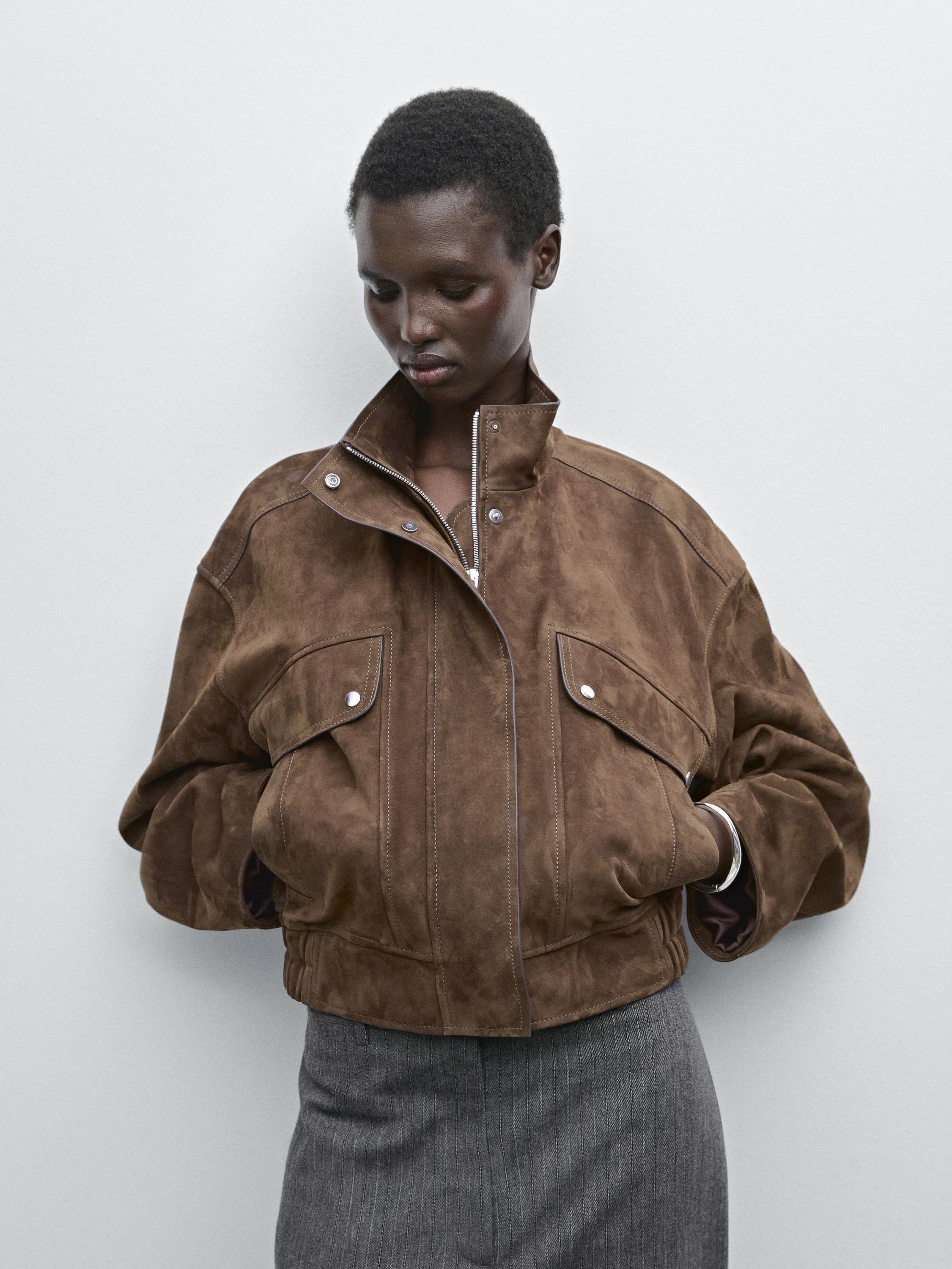 Nubuck suede leather jacket