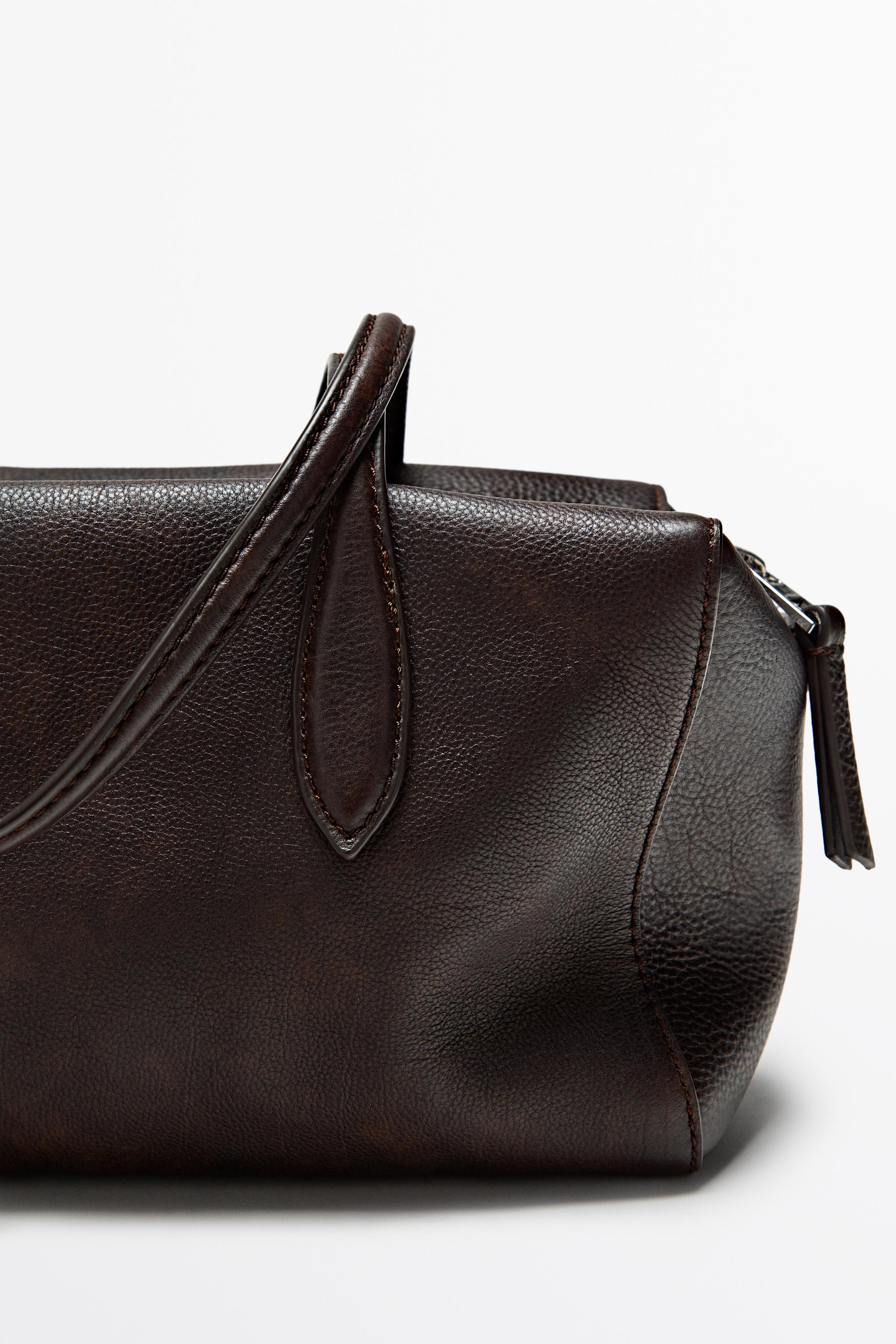 Nappa leather mini satchel — BROWN