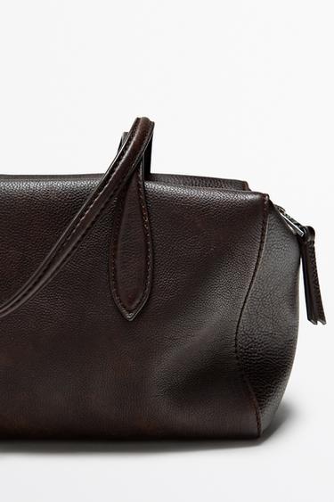 Nappa leather mini satchel — BROWN 7