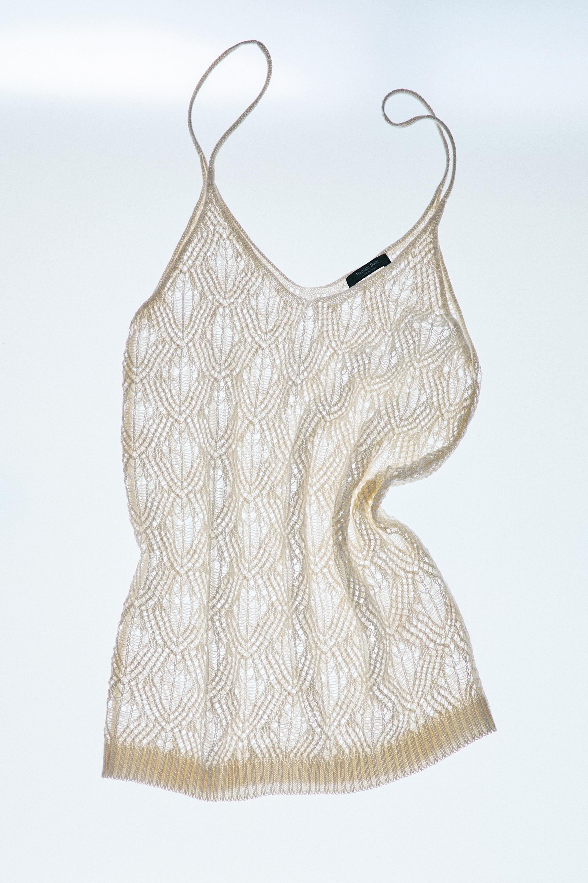 Strappy top with openwork detail — CREAM