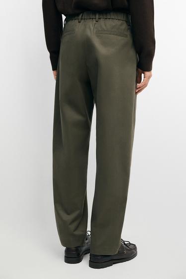 100% cotton pants with double pleats — GREEN 5