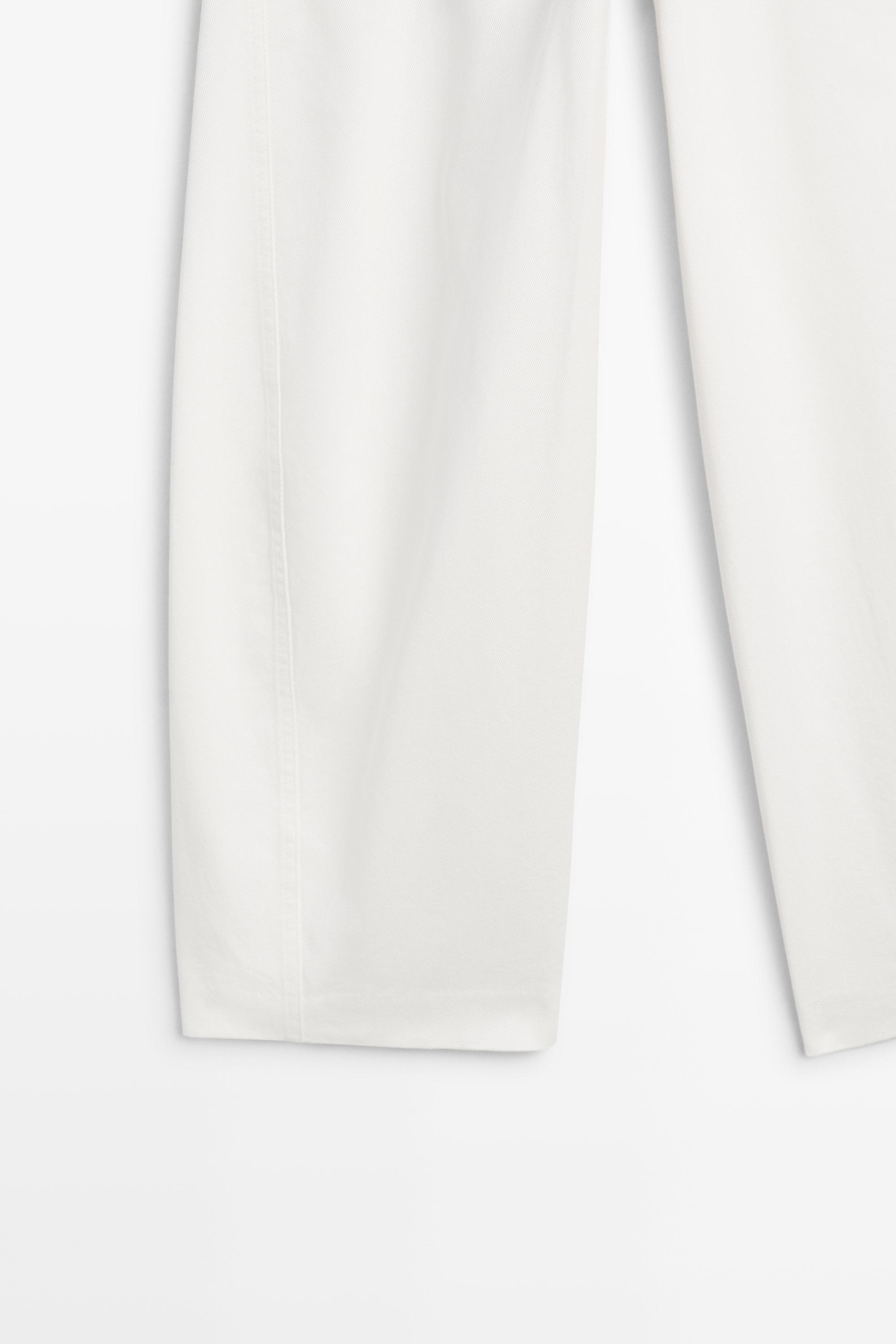 100% cotton barrel-fit pants — Off white