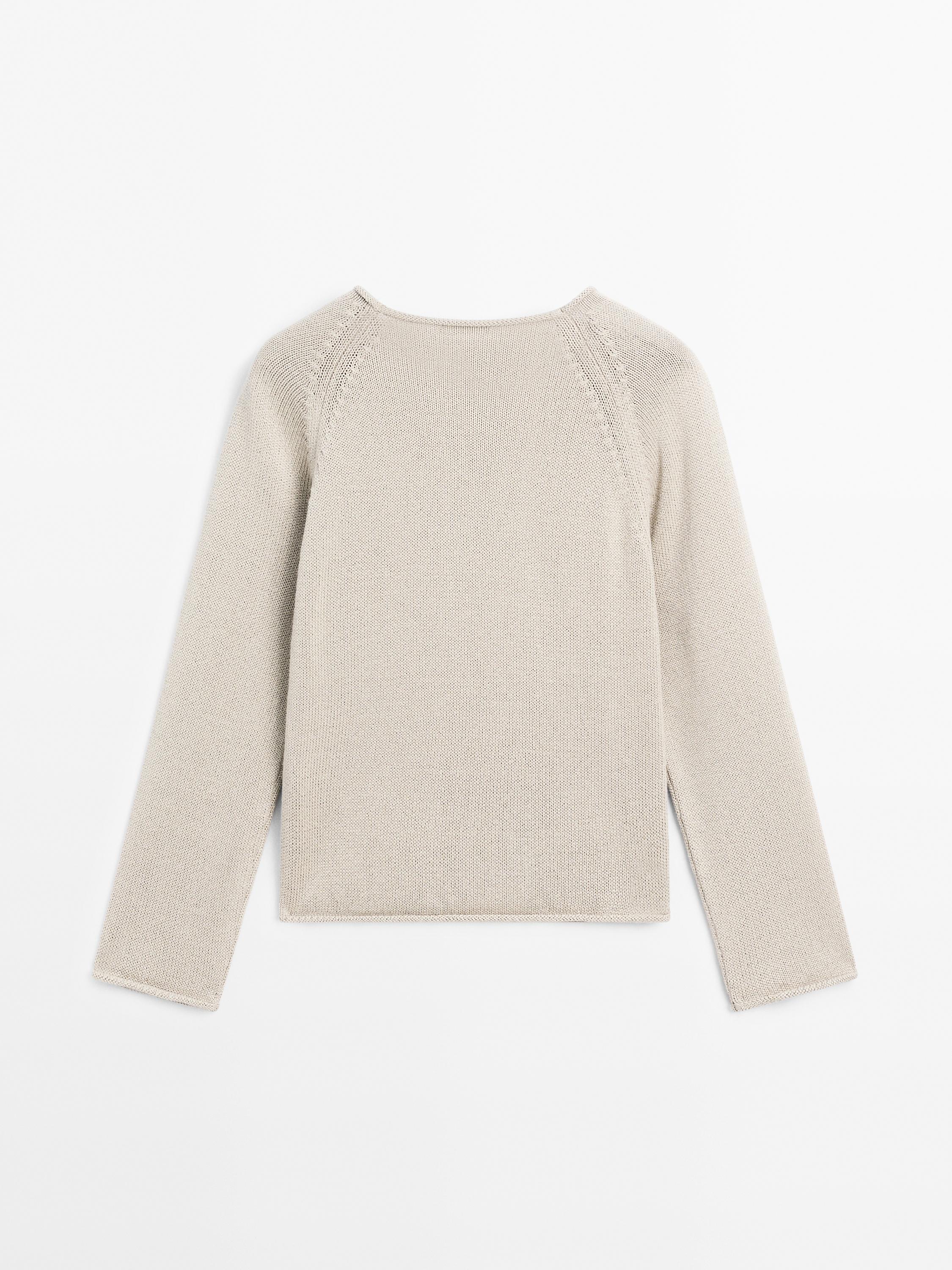 Purl knit cutwork sweater