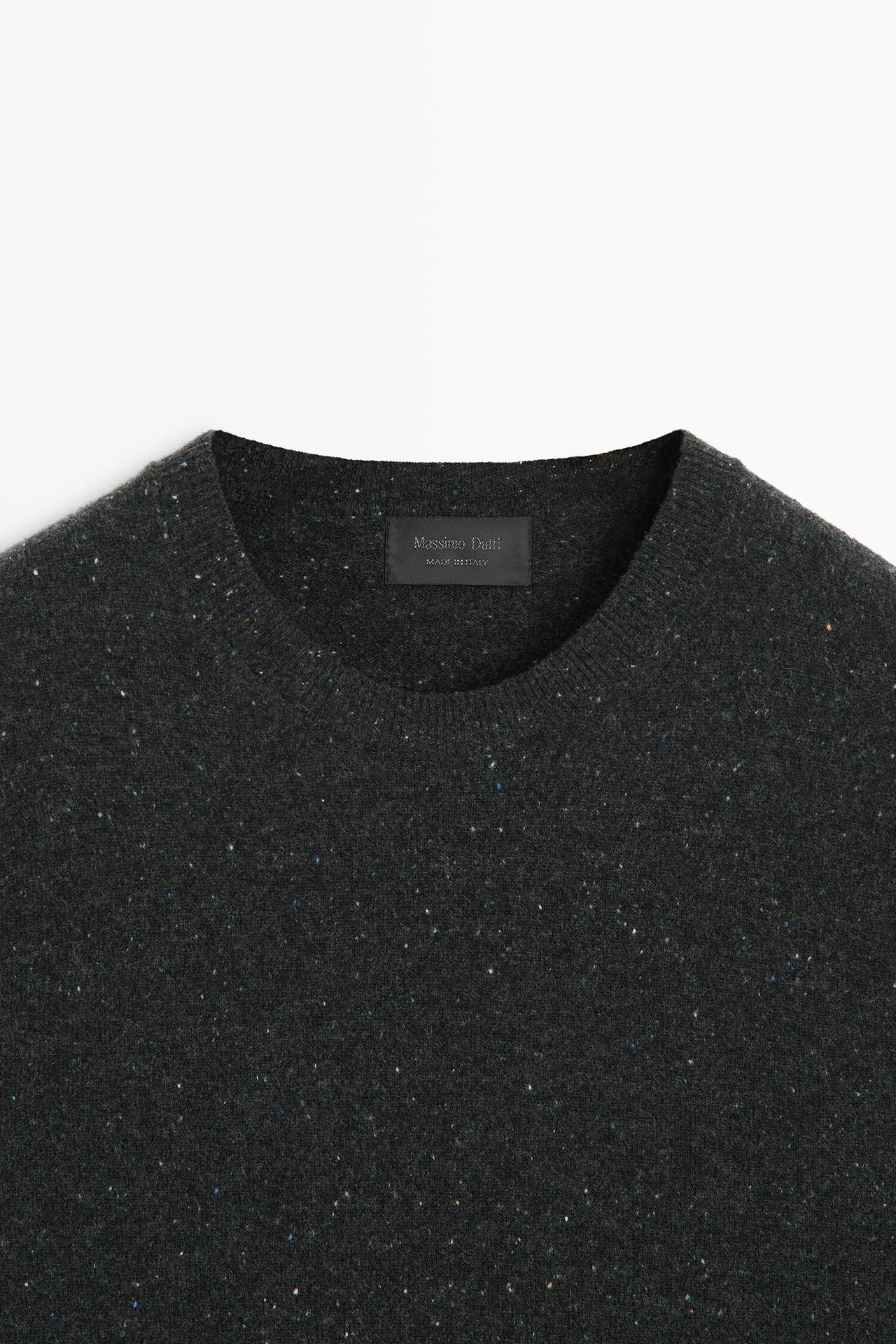 Heathered wool knit sweater — CHARCOAL