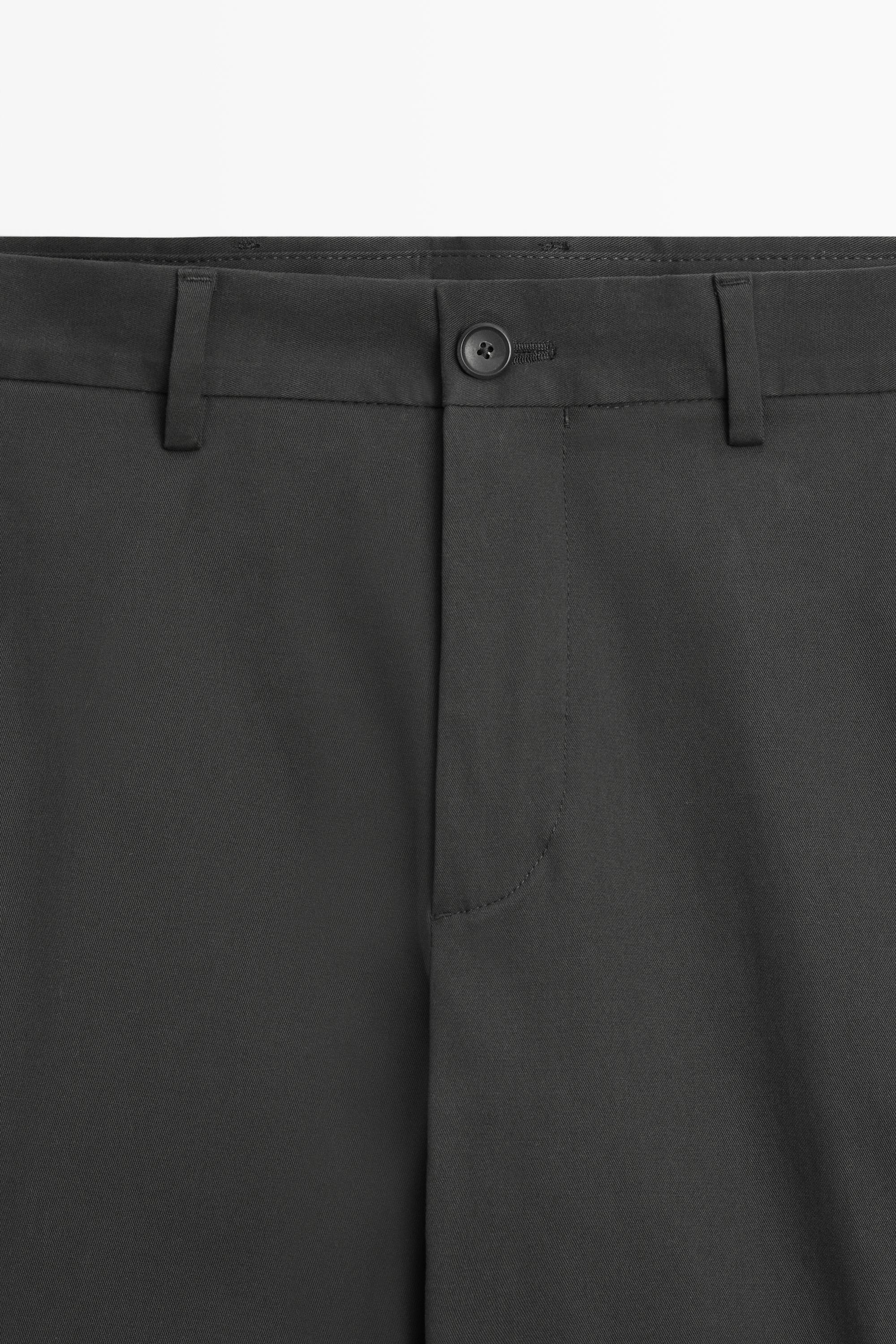 Cotton blend slim fit pants — GREY