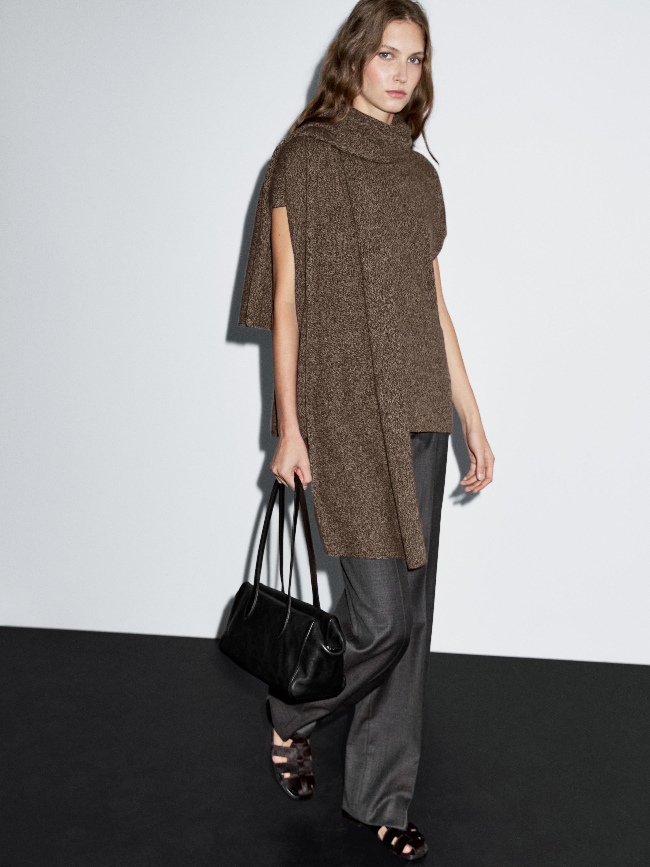 Wool vest with scarf detail
