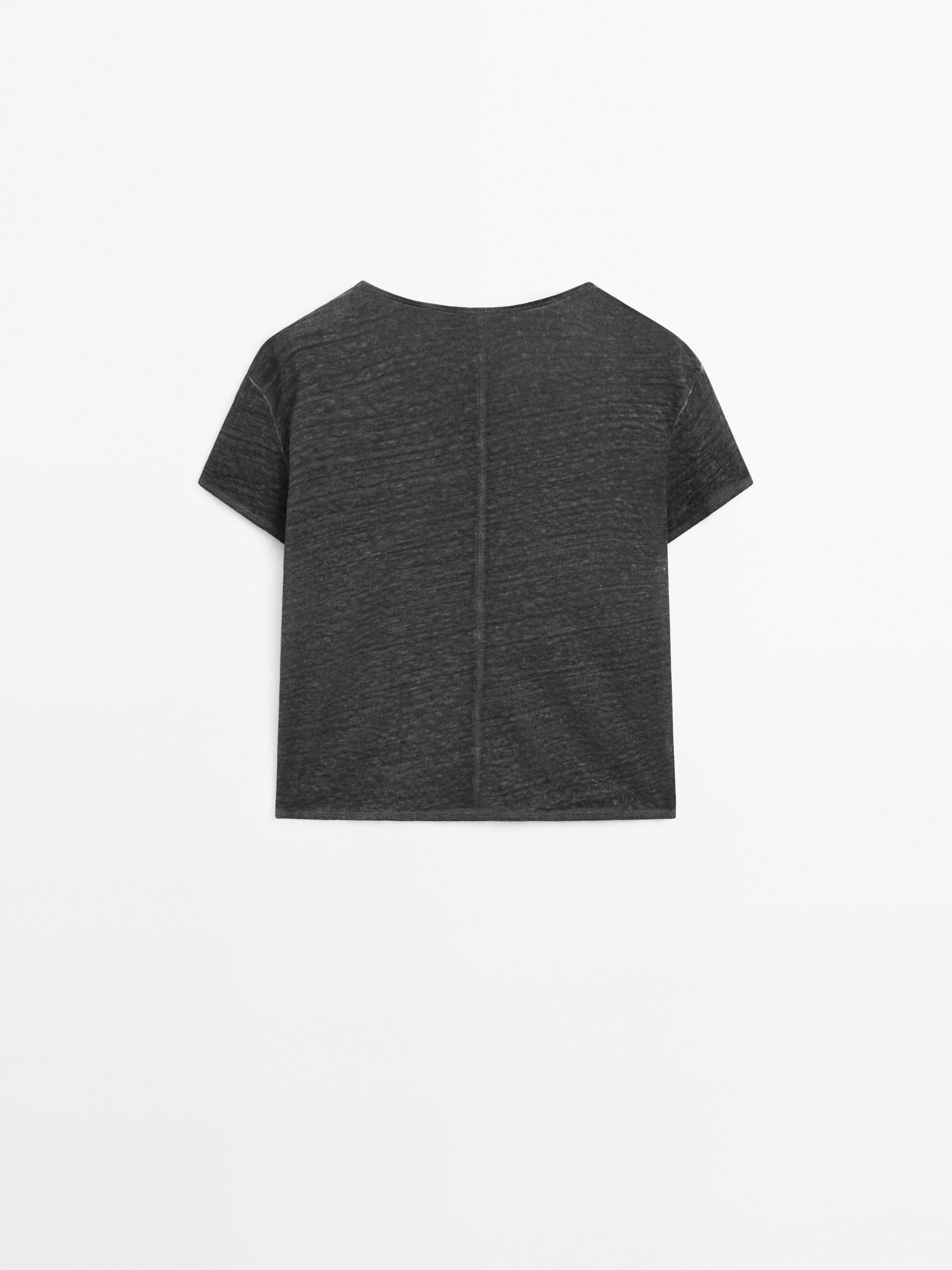 ★Massimo Dutti★ 100% cotton short sleeve t-shirt 100% cotton short sleeve T-shirt · Natural Grey, White, Pale