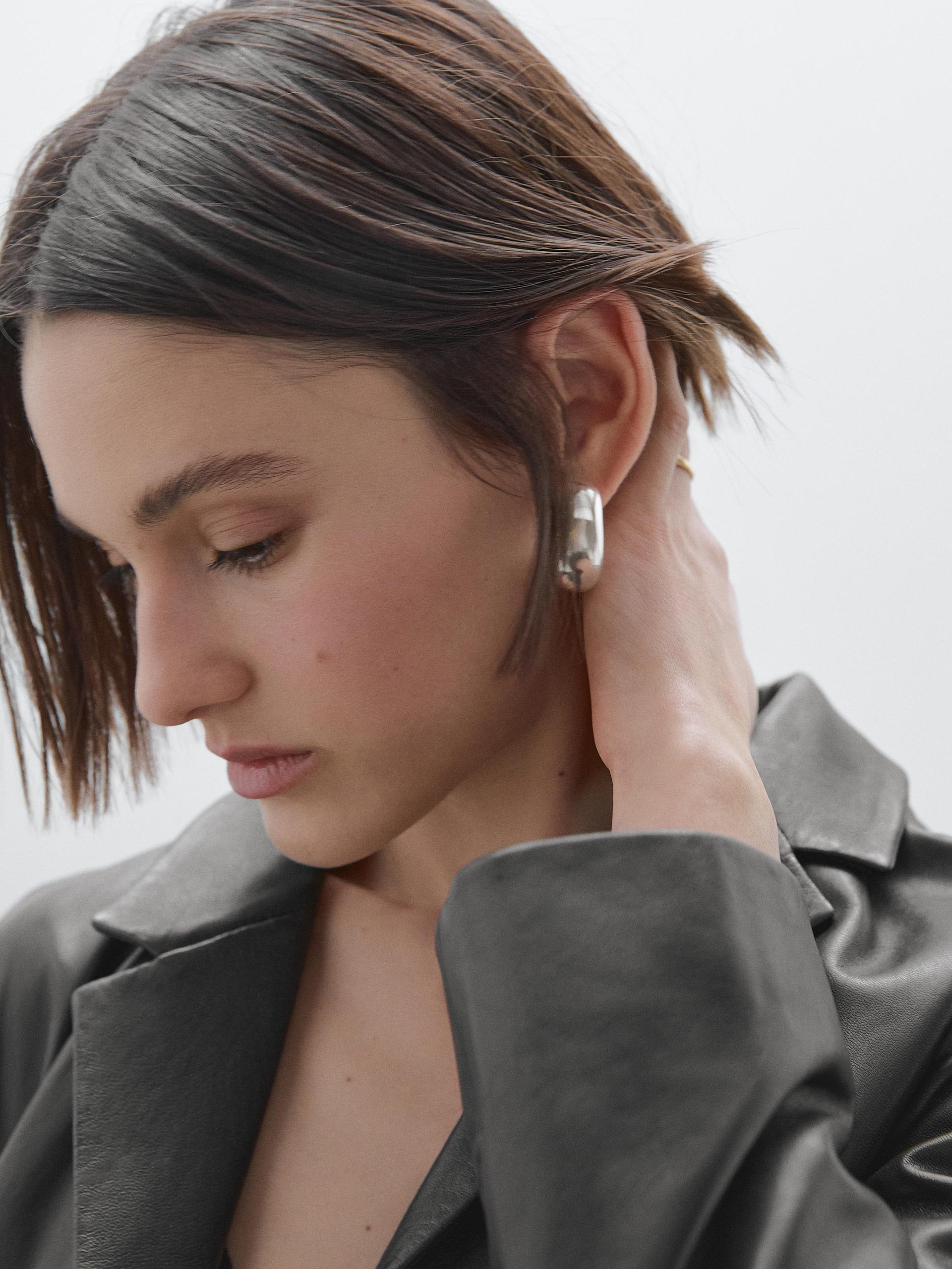 Blazer Oversize En Cuir Nappa - Noir - M - Massimo Dutti - Femme