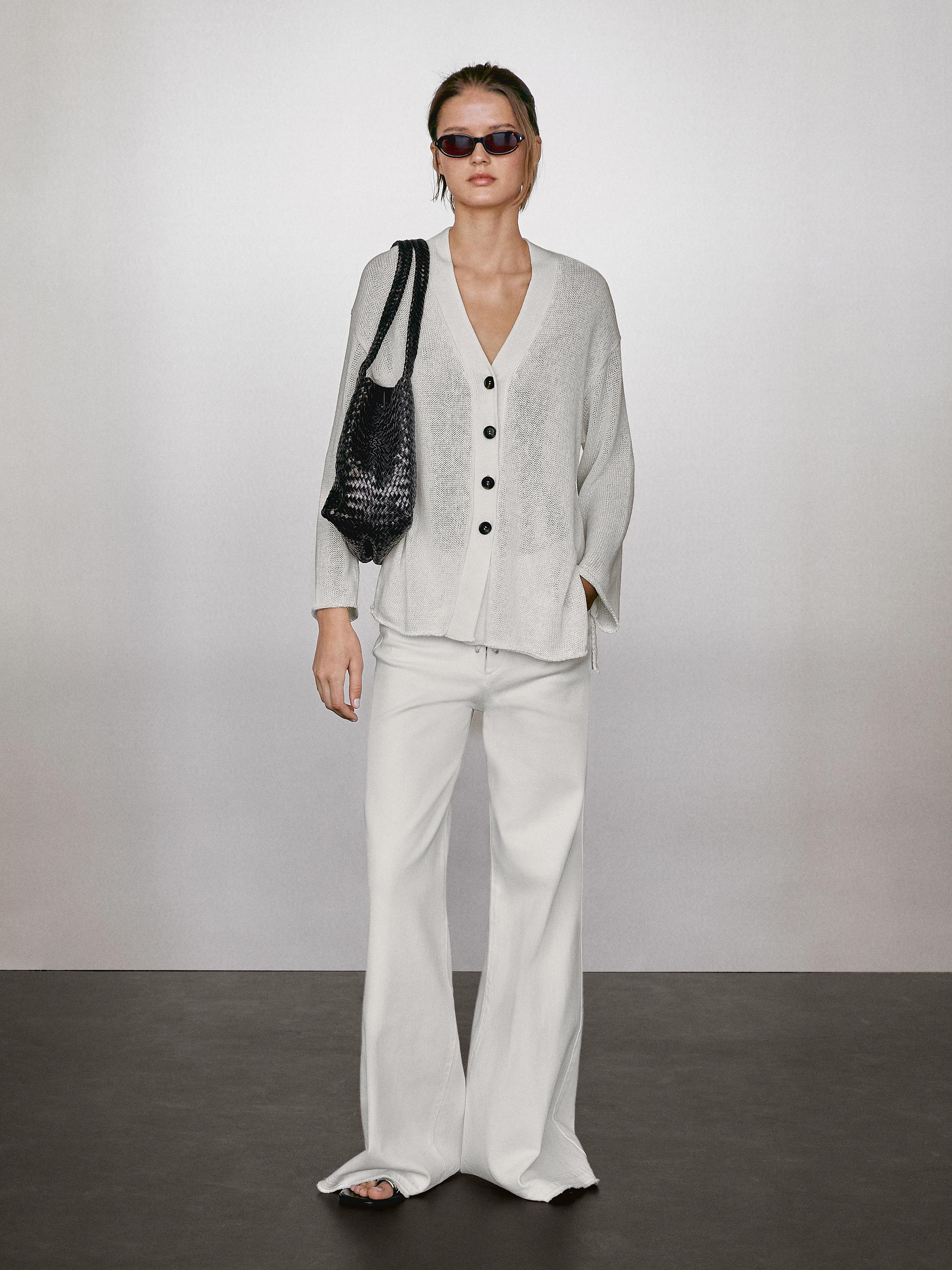 Cárdigan punto fino oversize