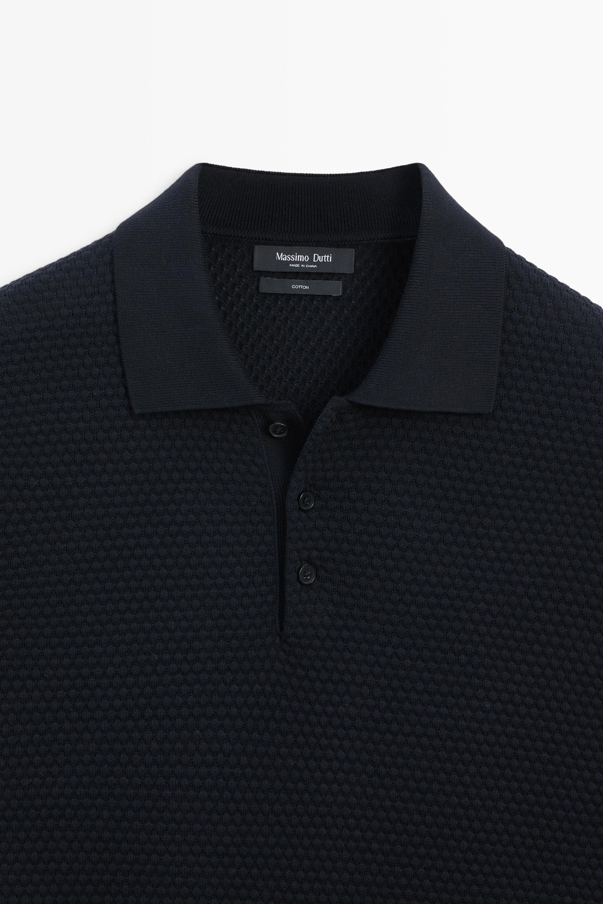 100% Cotton Short Sleeve Knit Polo — NAVY BLUE