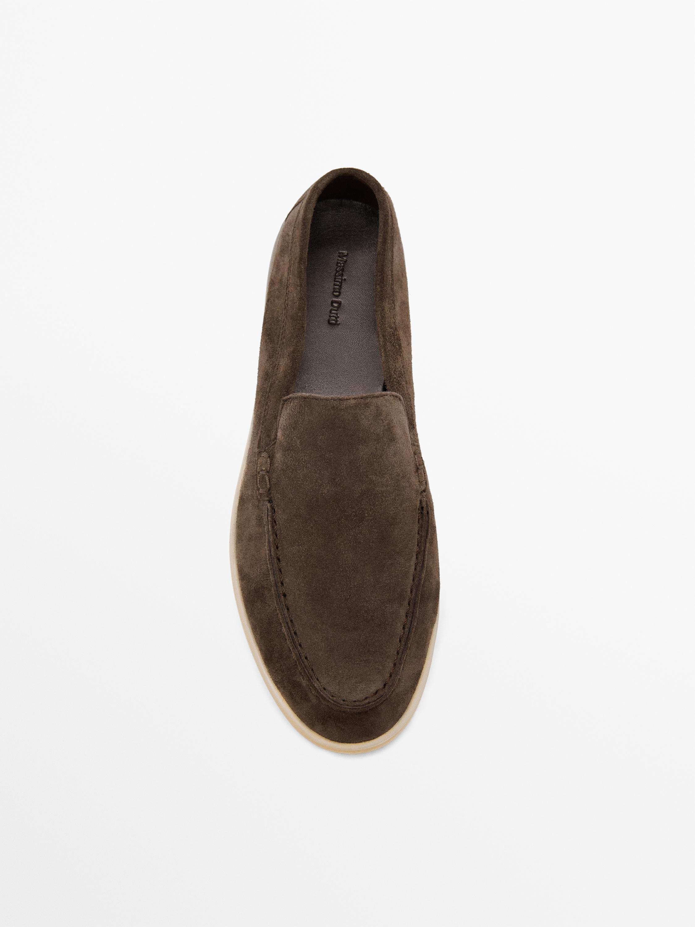 Split leather loafers — BROWN