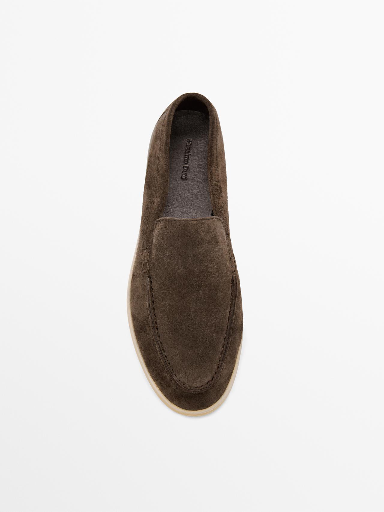 Split leather loafers — BROWN