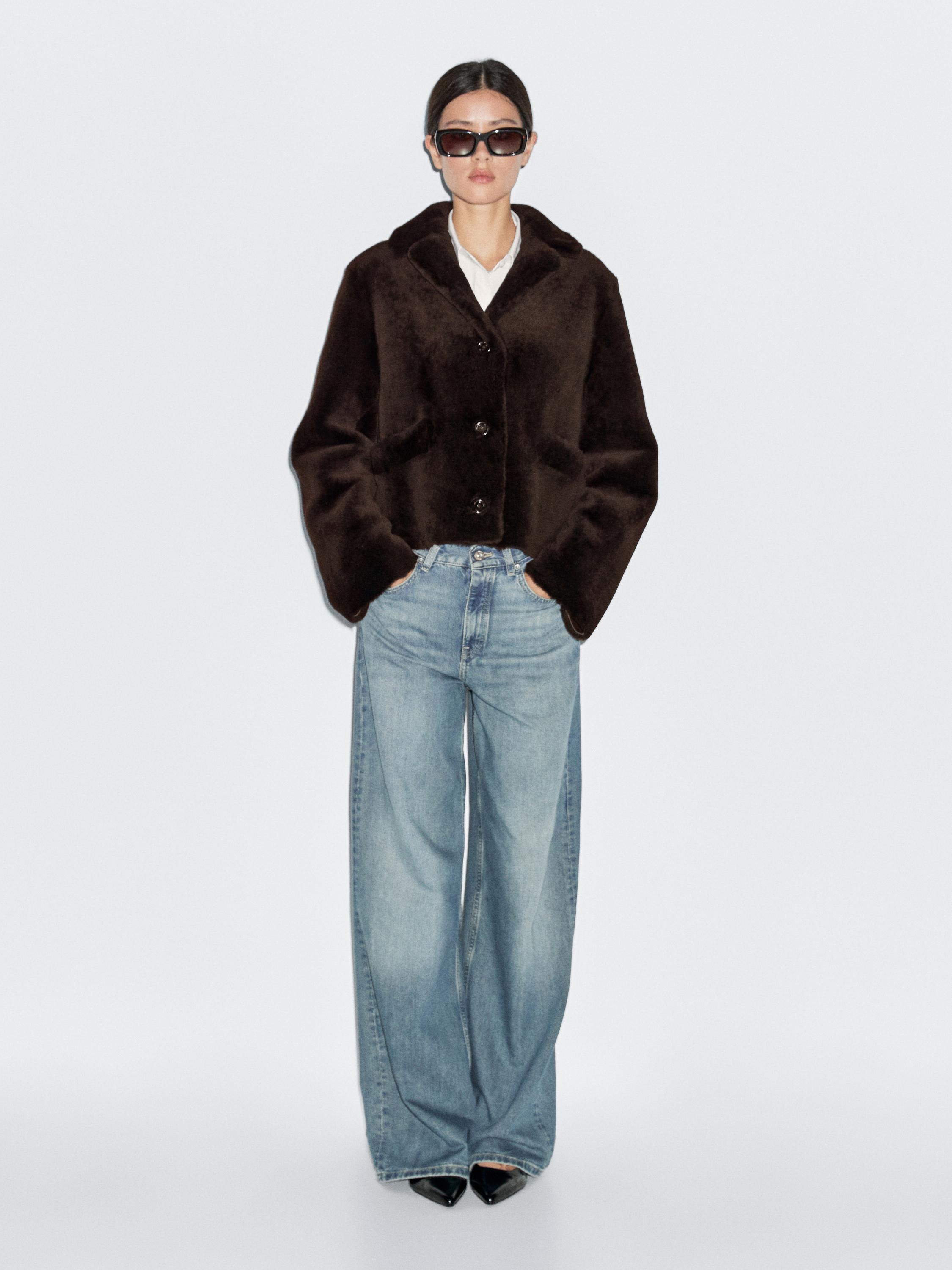 Short 100% sheepskin mouton jacket