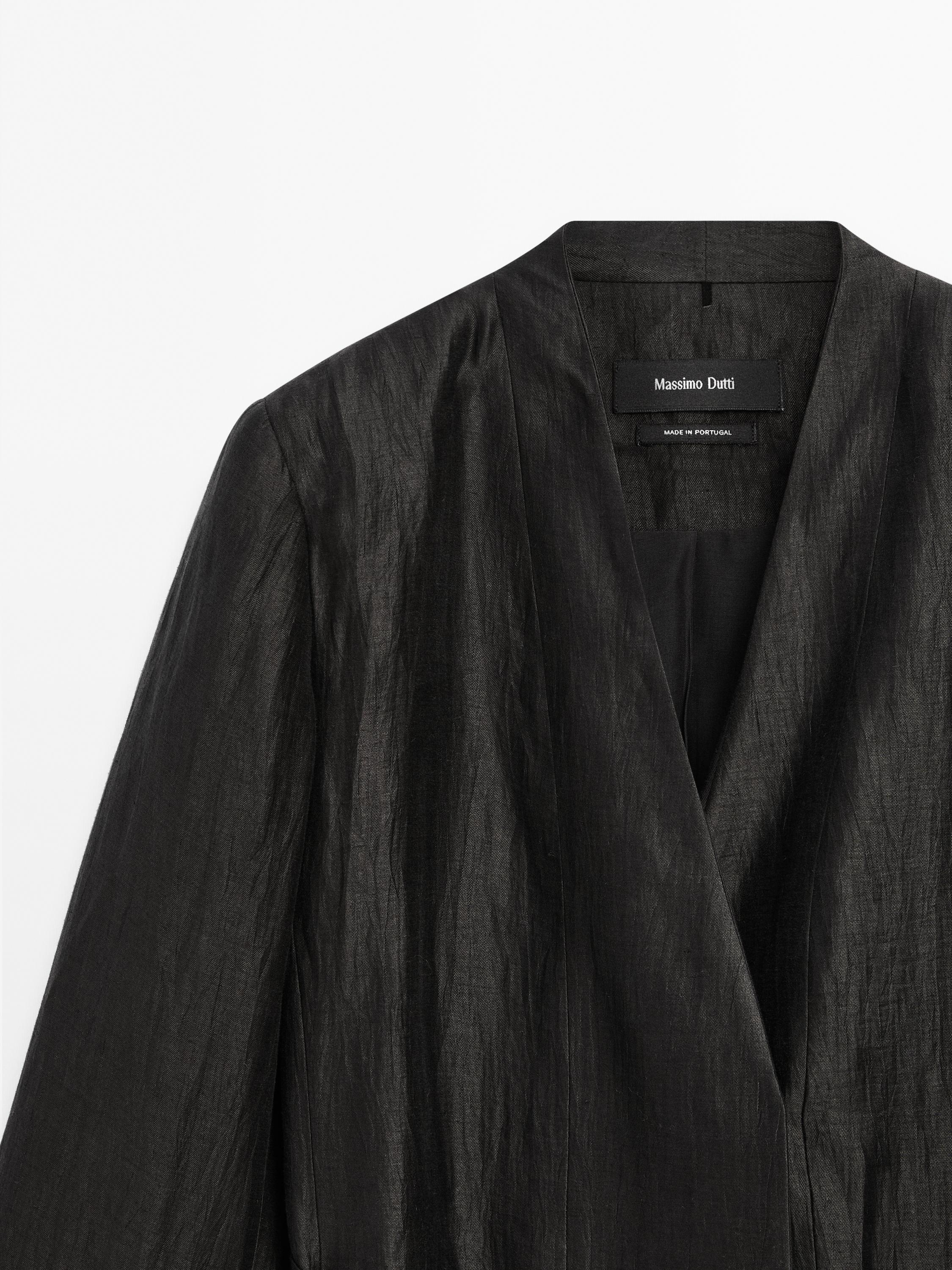 Kimono ze lněné směsi s detailem vázačky