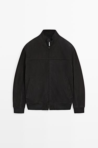 Suede bomber jacket — NAVY BLUE 2