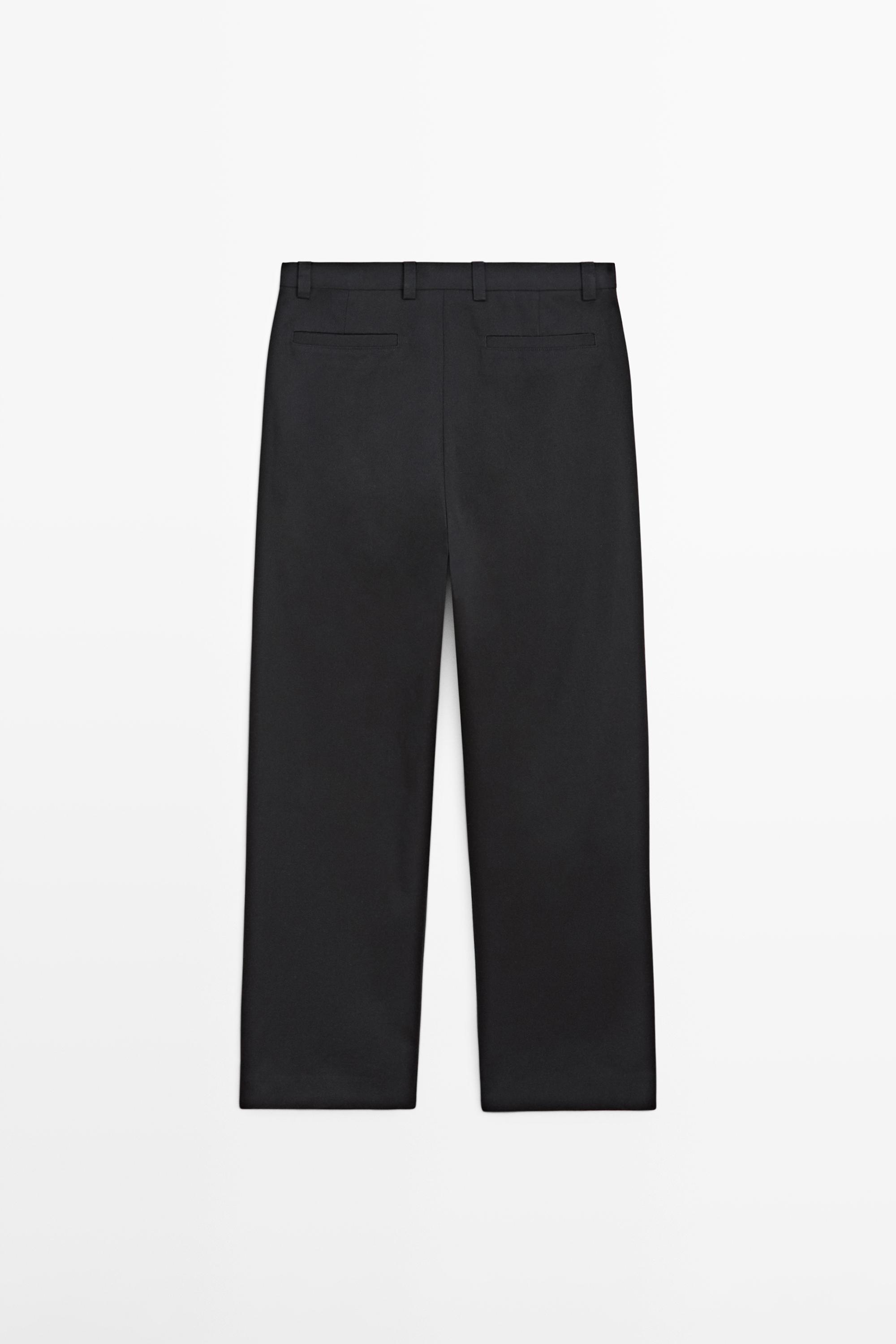 Cotton trousers with darts — NAVY BLUE