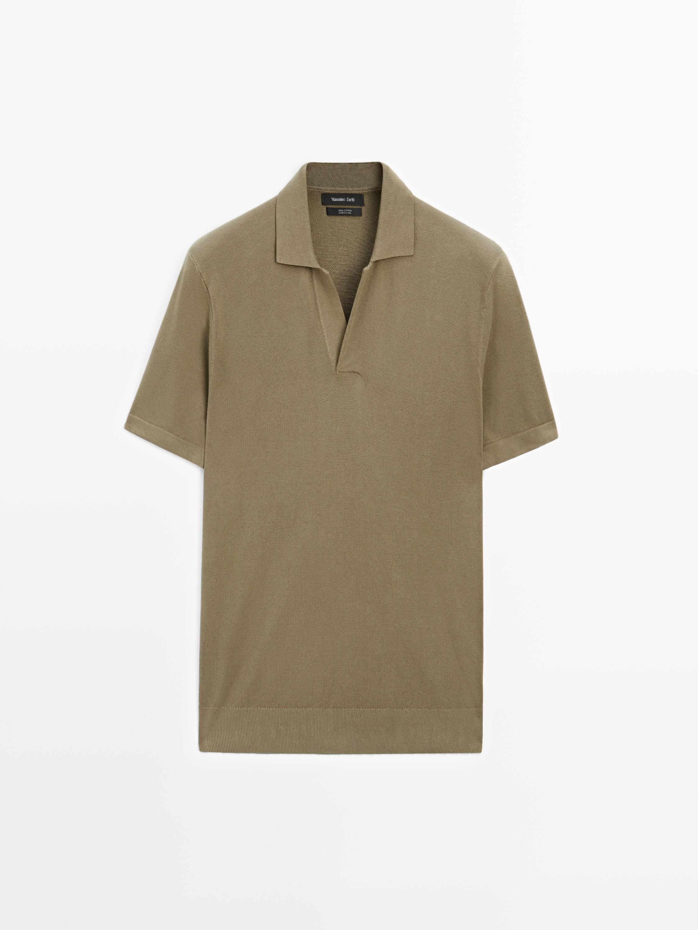 Knit V-neck polo shirt