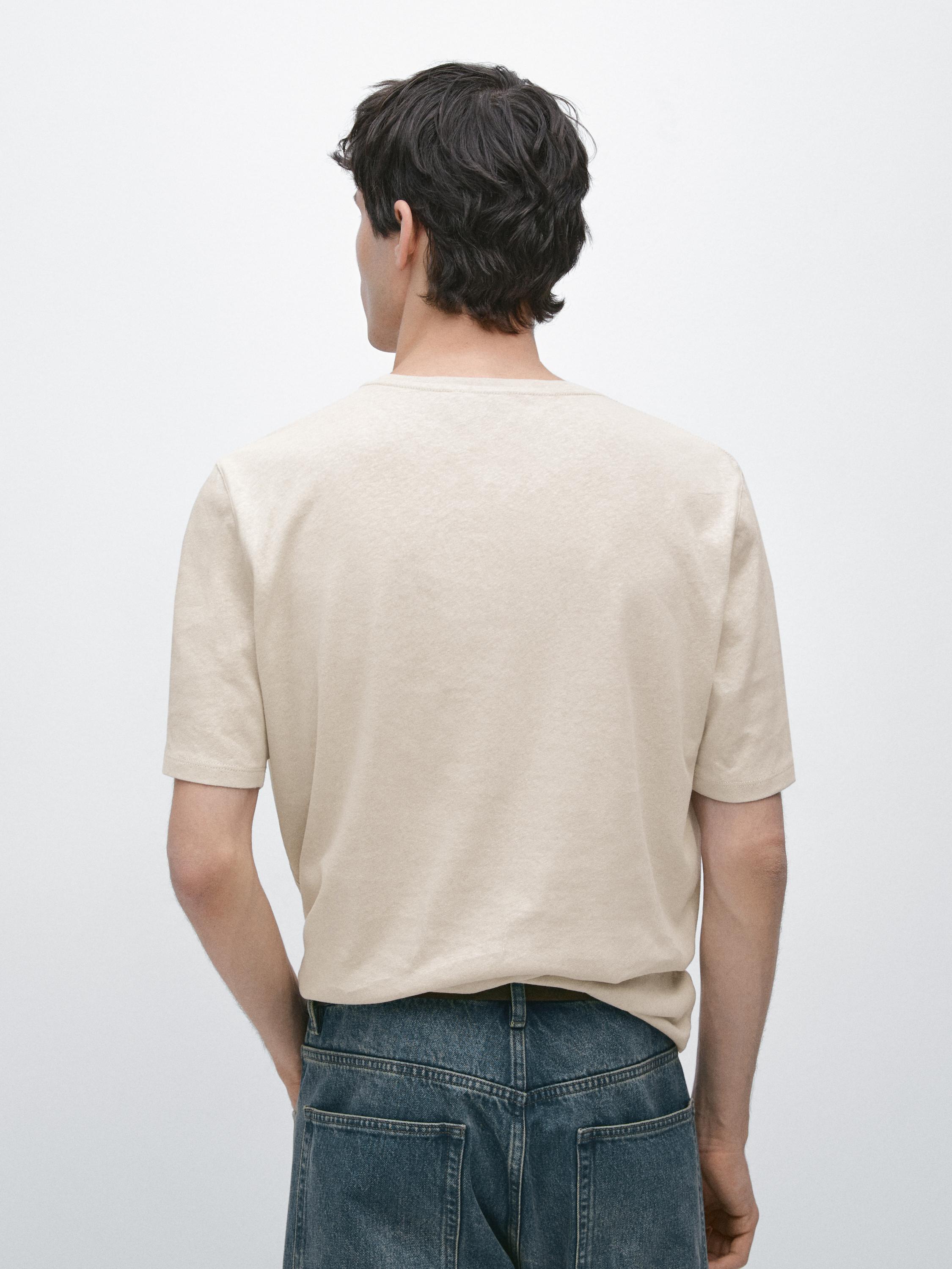 Keten karışımlı kısa kollu t-shirt