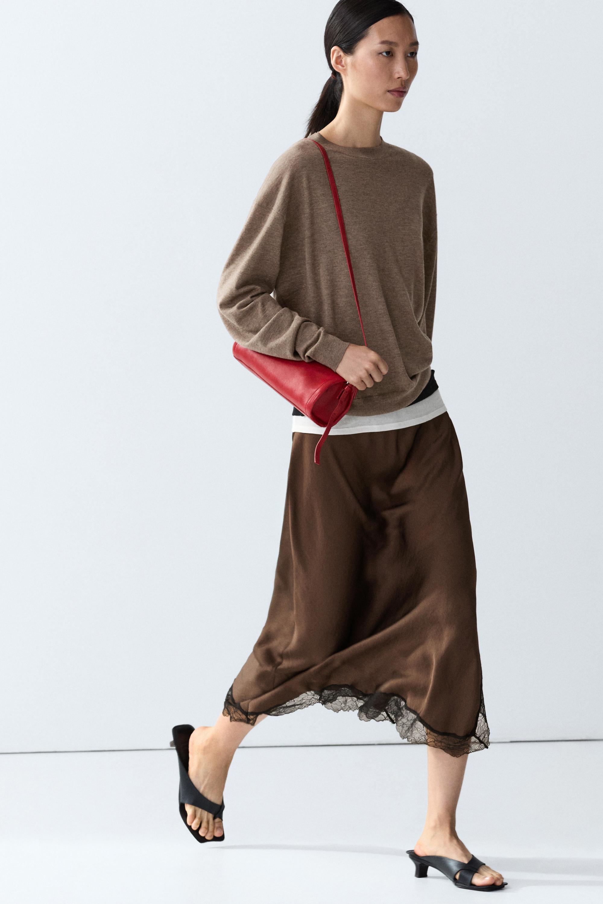 Fine knit round neck sweater — MOLE BROWN