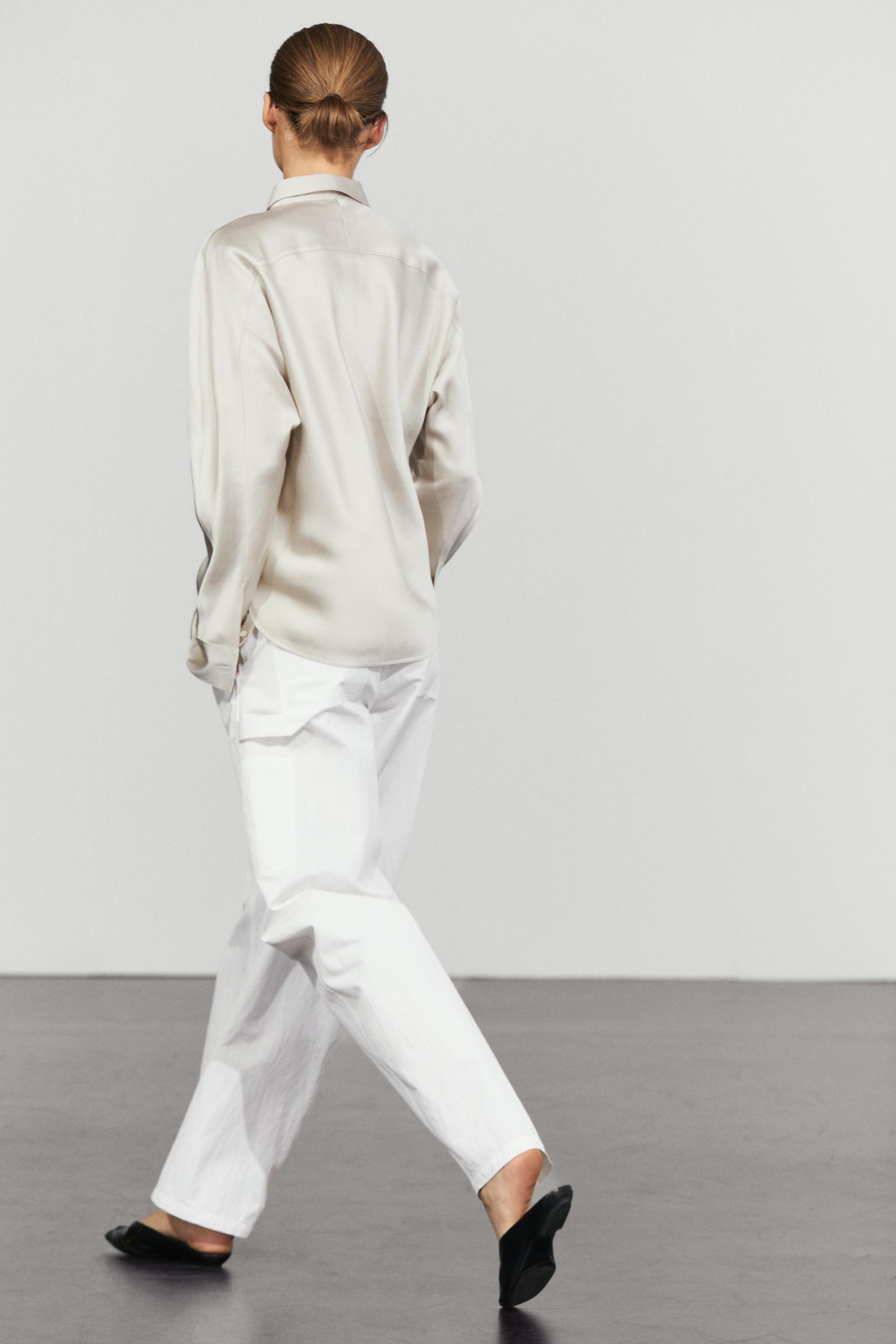 Flowing satin shirt — SILVER