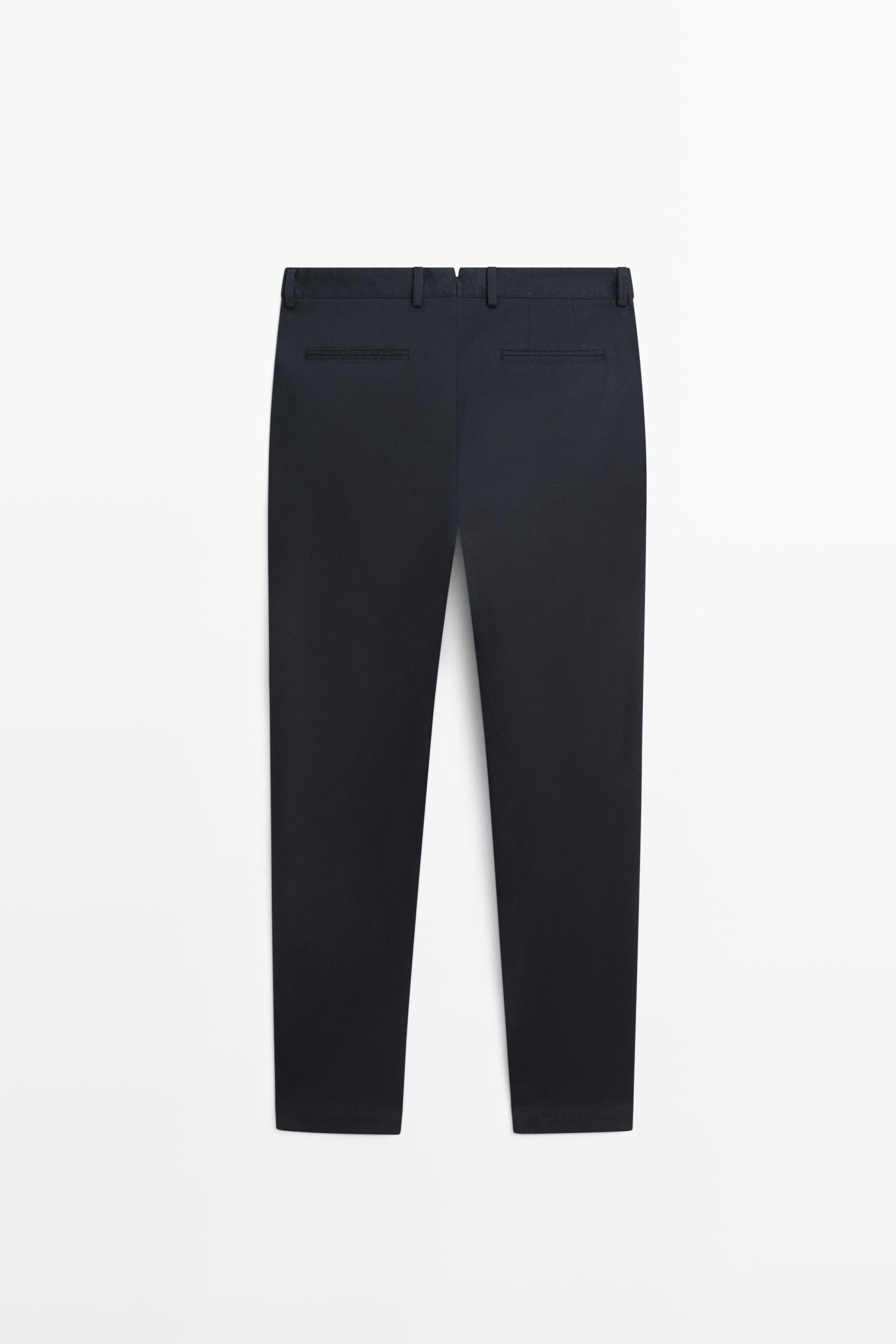 Cotton-blend slim fit pants — NAVY BLUE