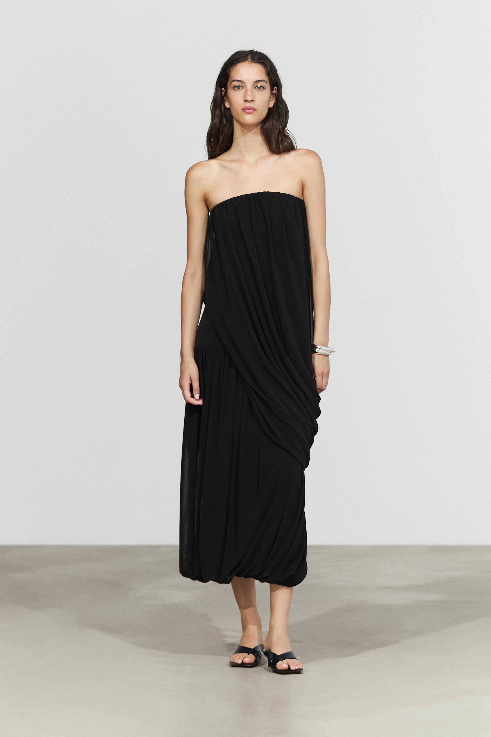 Balloon-effect flowing skirt — BLACK