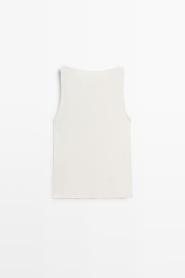 100% cotton straight neckline T-shirt — CREAM 6